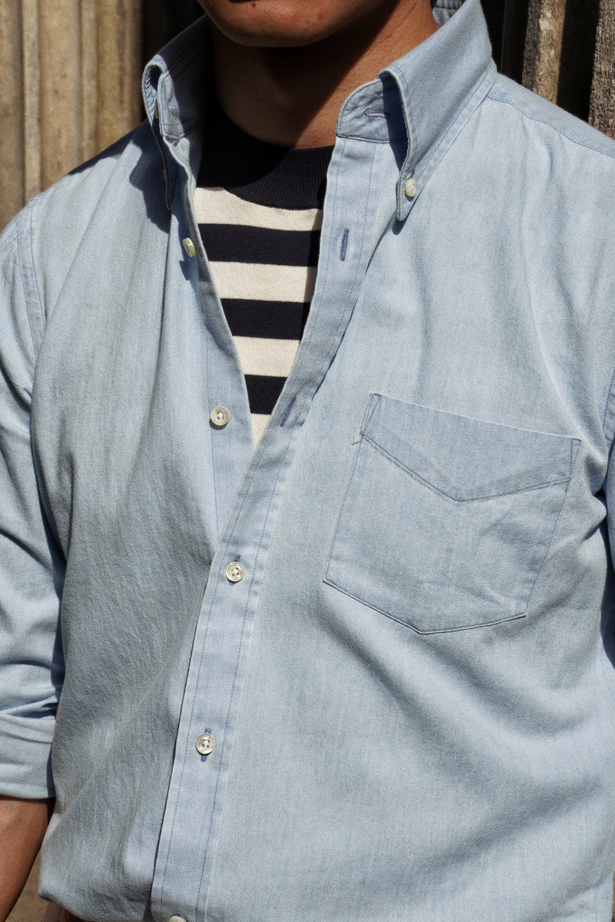 MTO Washed Denim Button Down Shirt