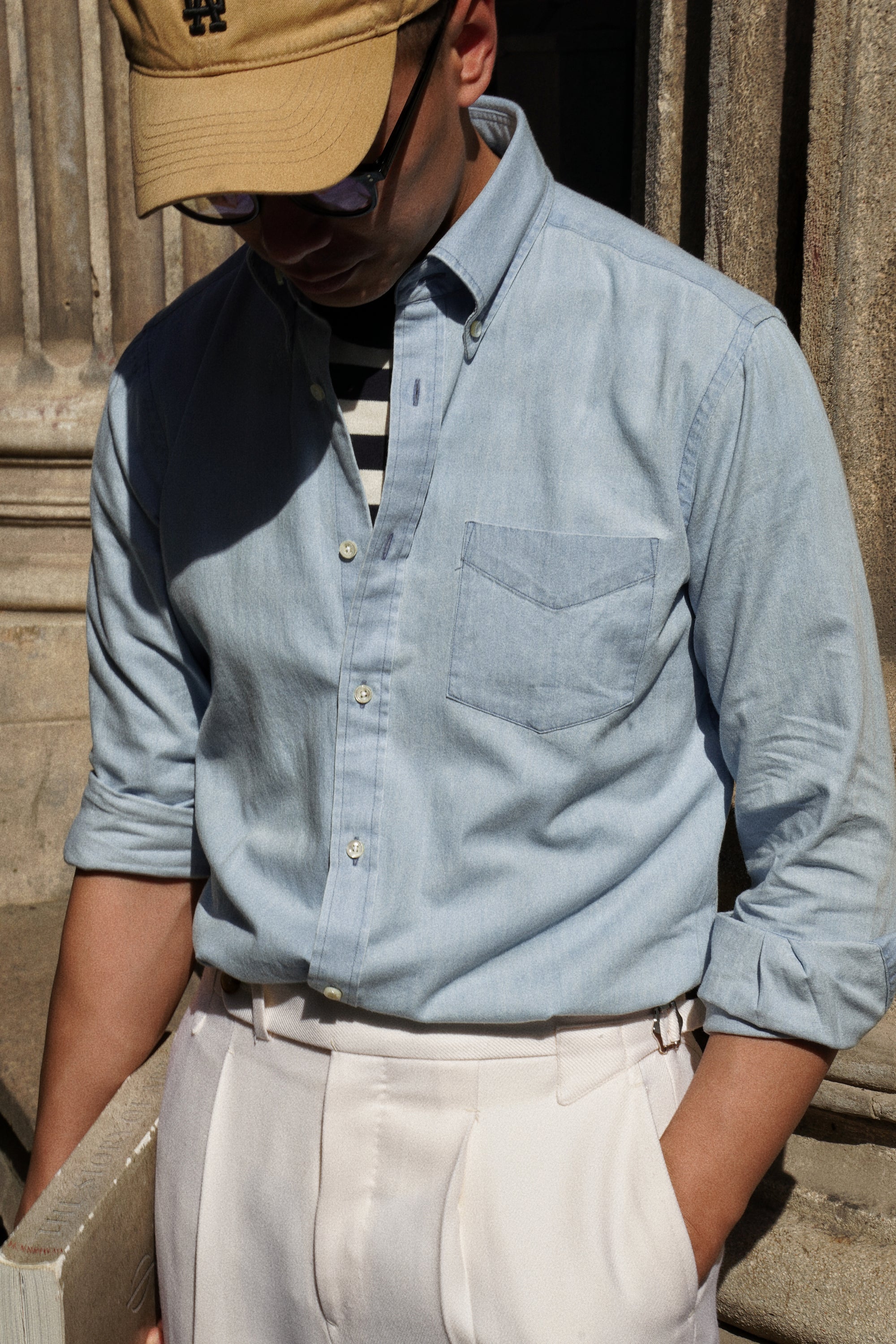 MTO Washed Denim Button Down Shirt