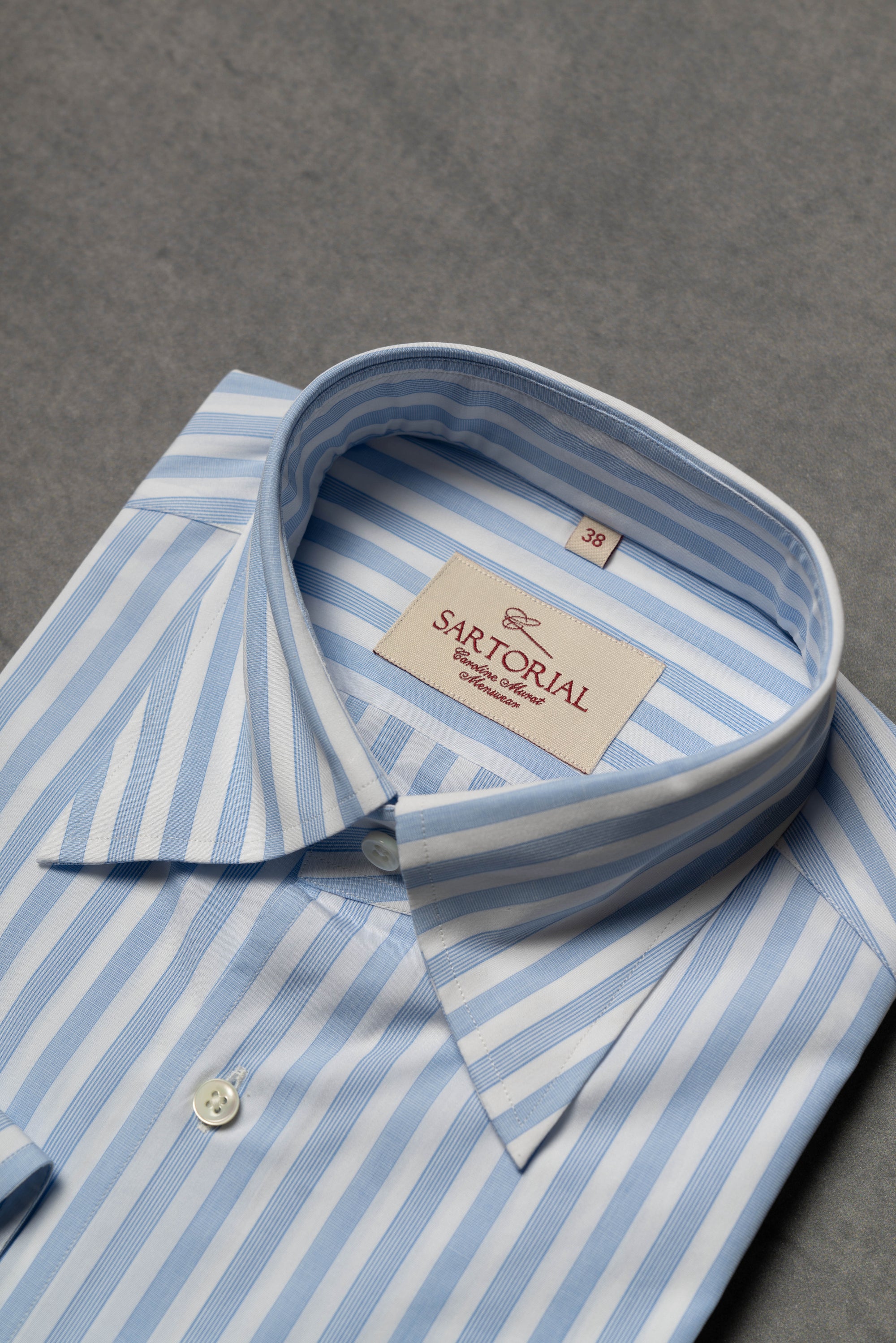 MTO Pale Blue Stripe Cotton Shirt
