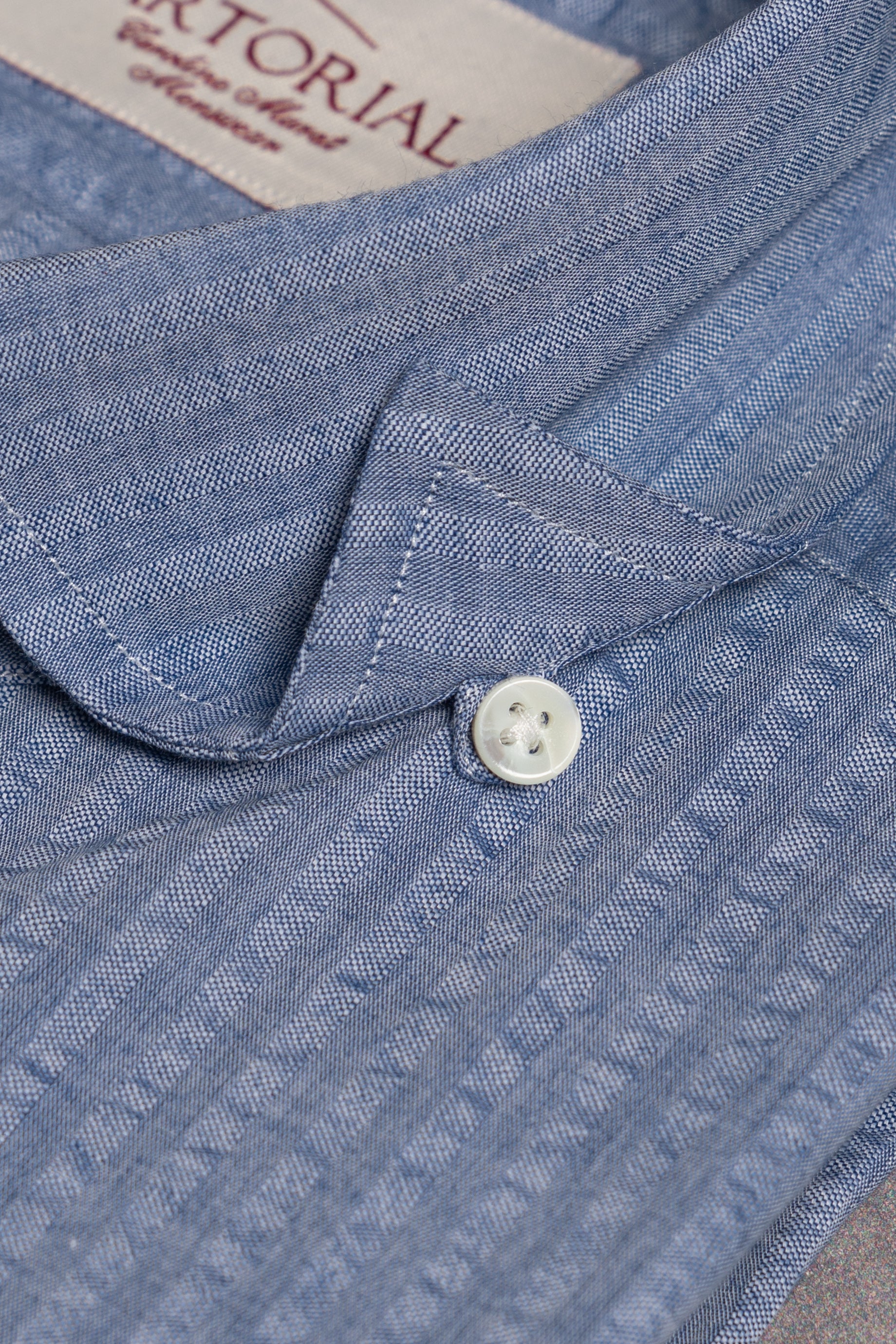 MTO Foggy Blue Seersucker Shirt