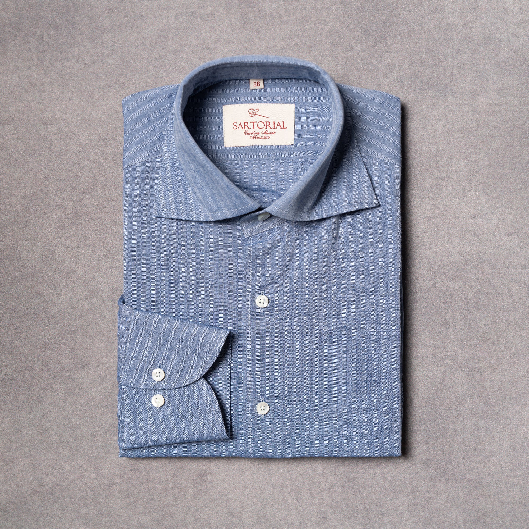 MTO Foggy Blue Seersucker Shirt