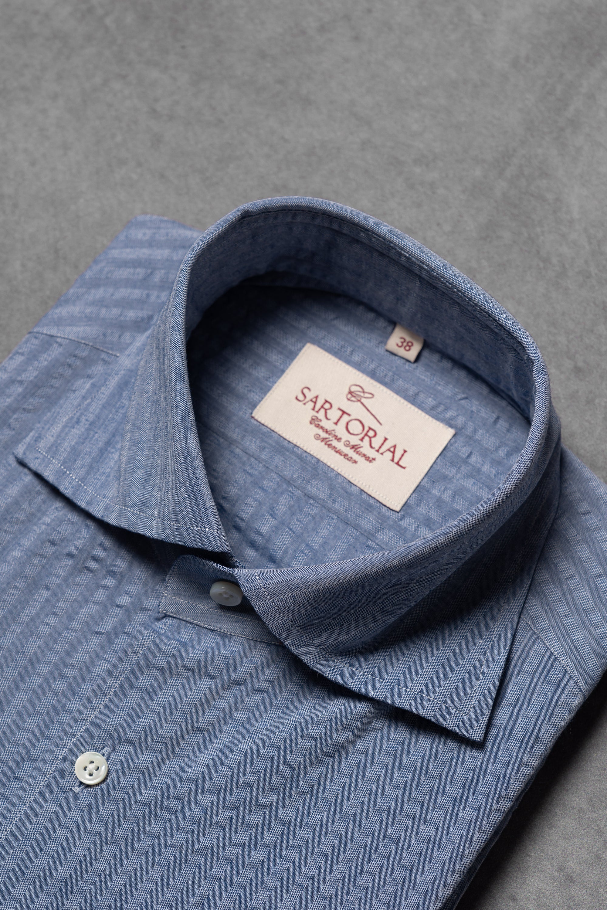 MTO Foggy Blue Seersucker Shirt