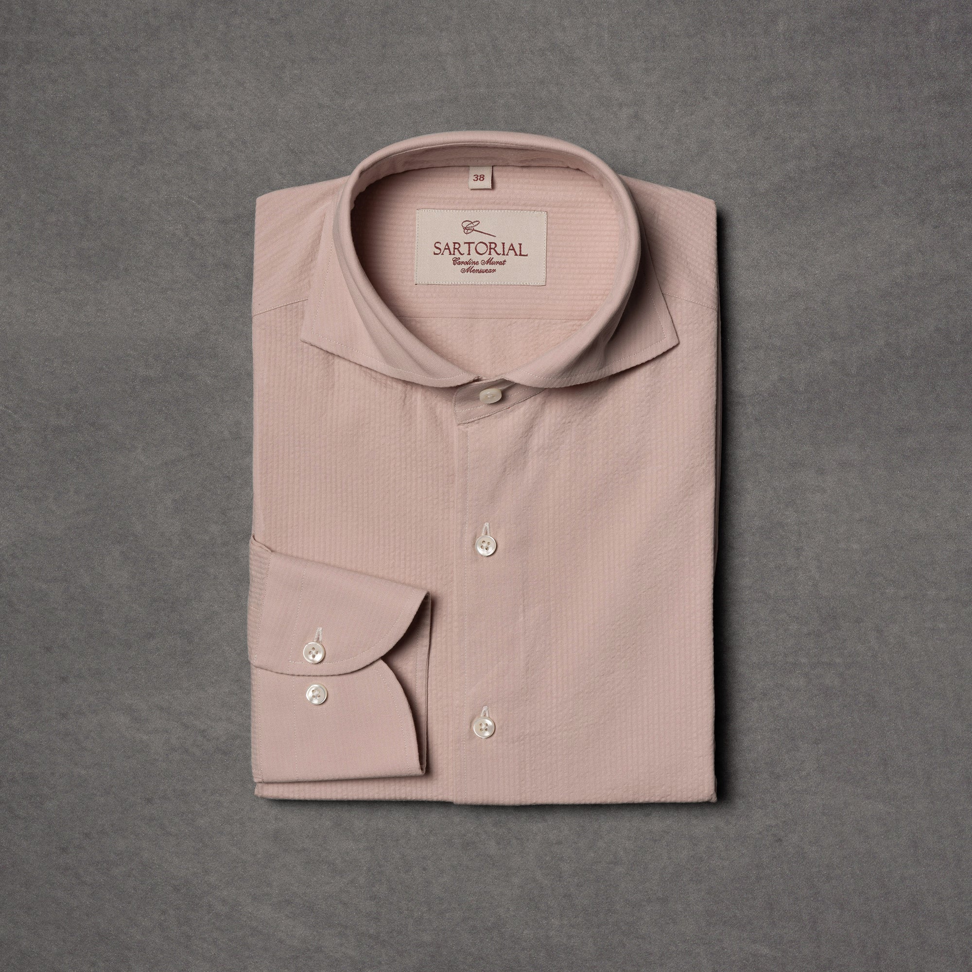MTO Dust Pink Seersucker Shirt