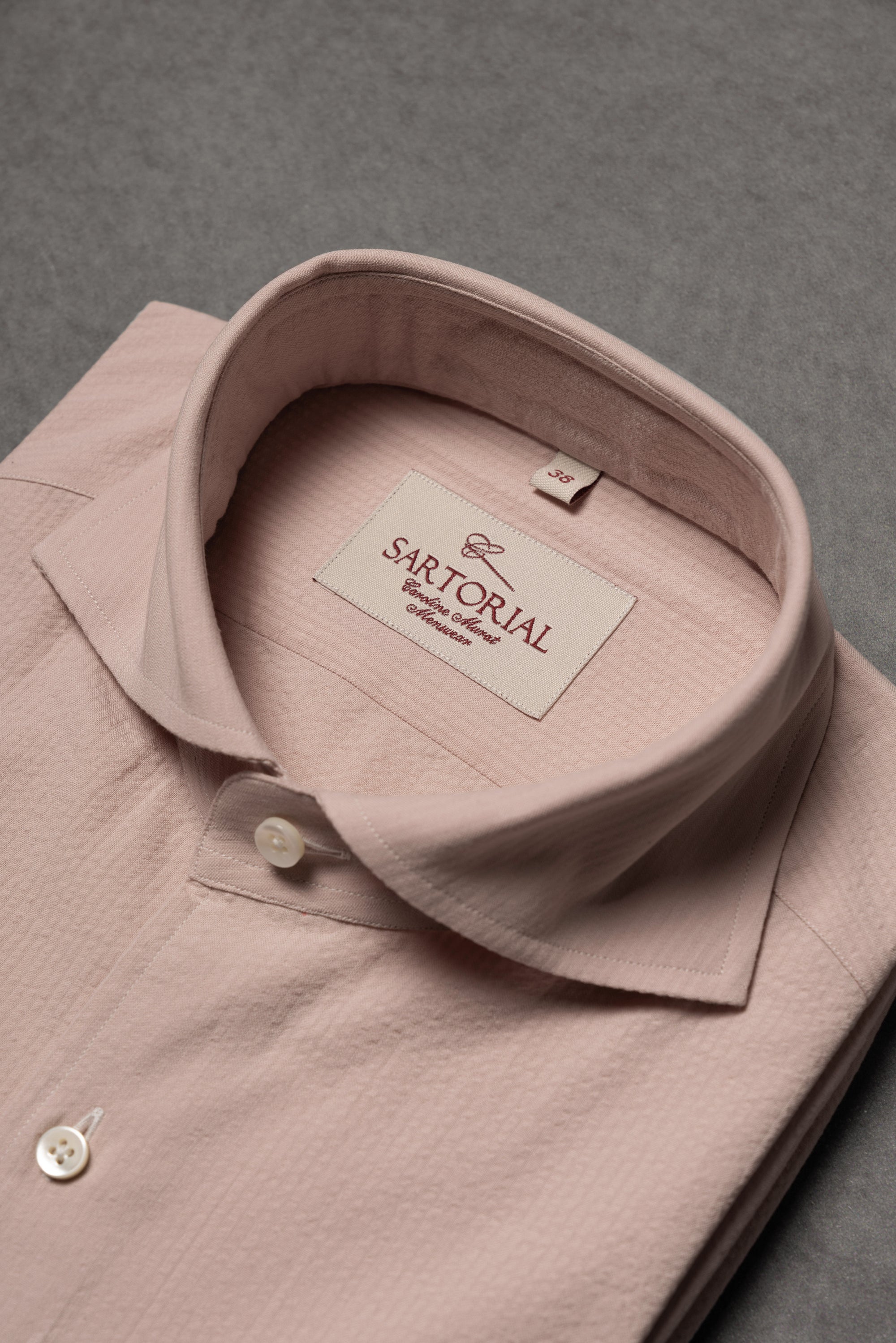 MTO Dust Pink Seersucker Shirt