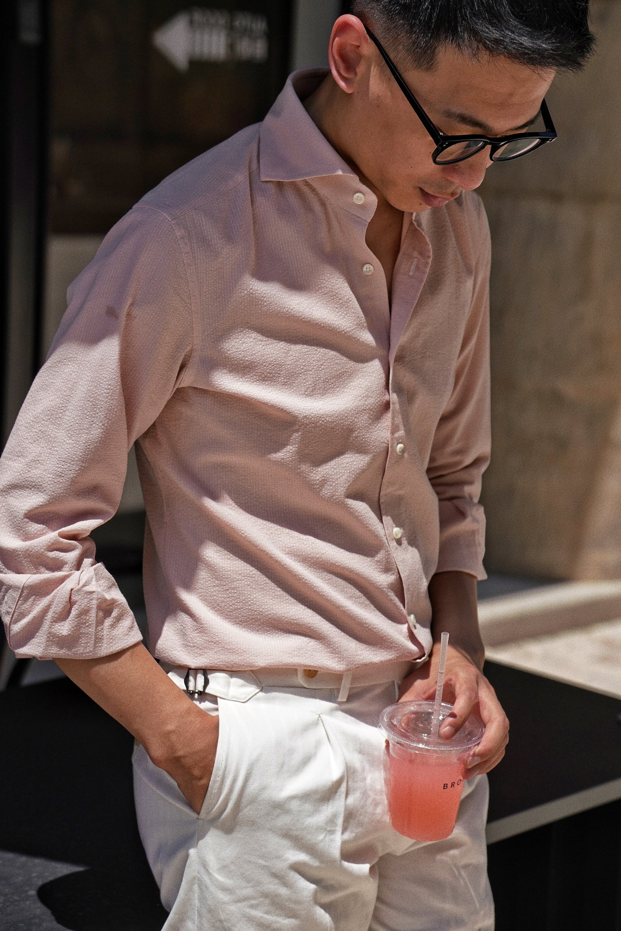 MTO Dust Pink Seersucker Shirt