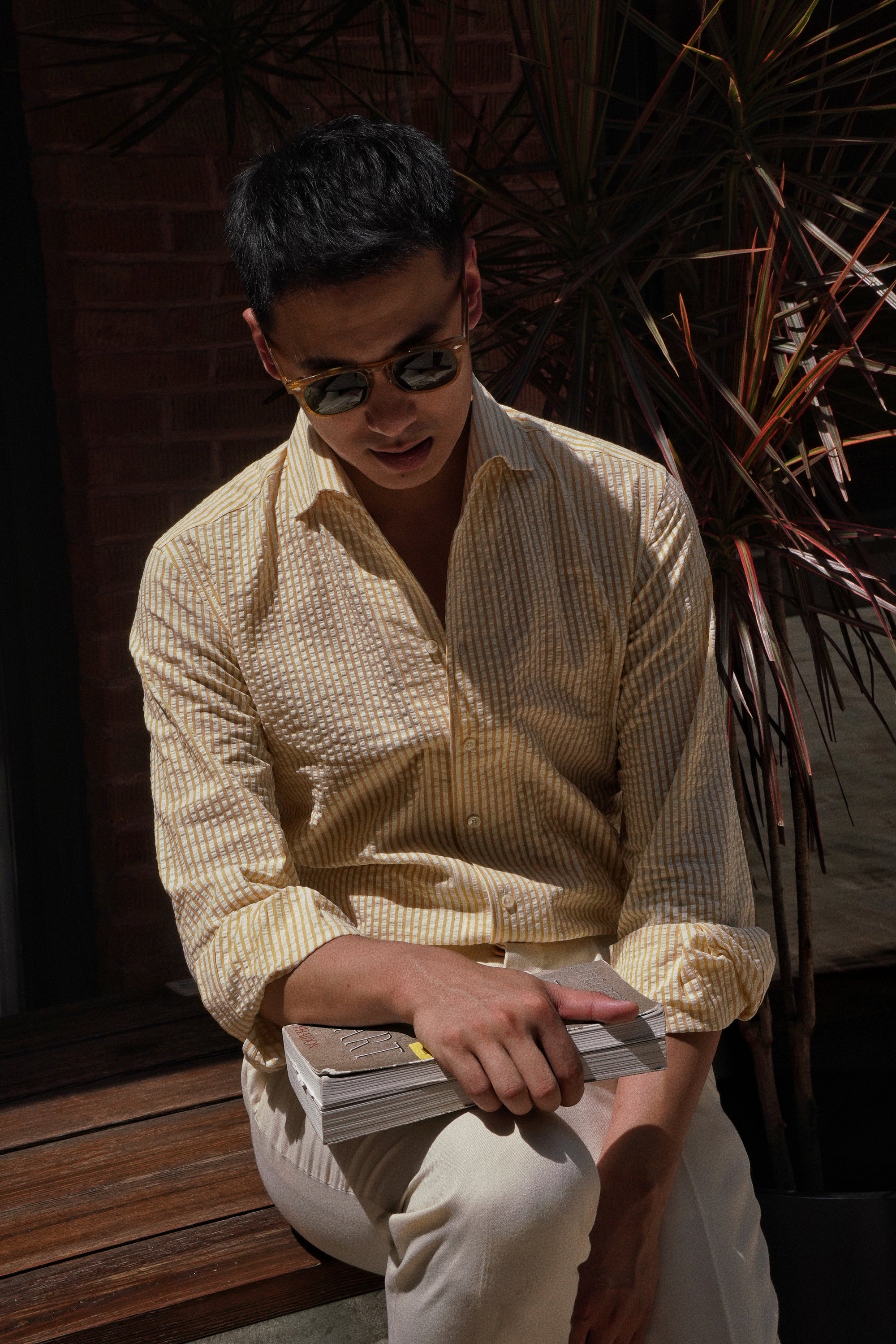 MTO Lemon Stripe Seersucker Shirt
