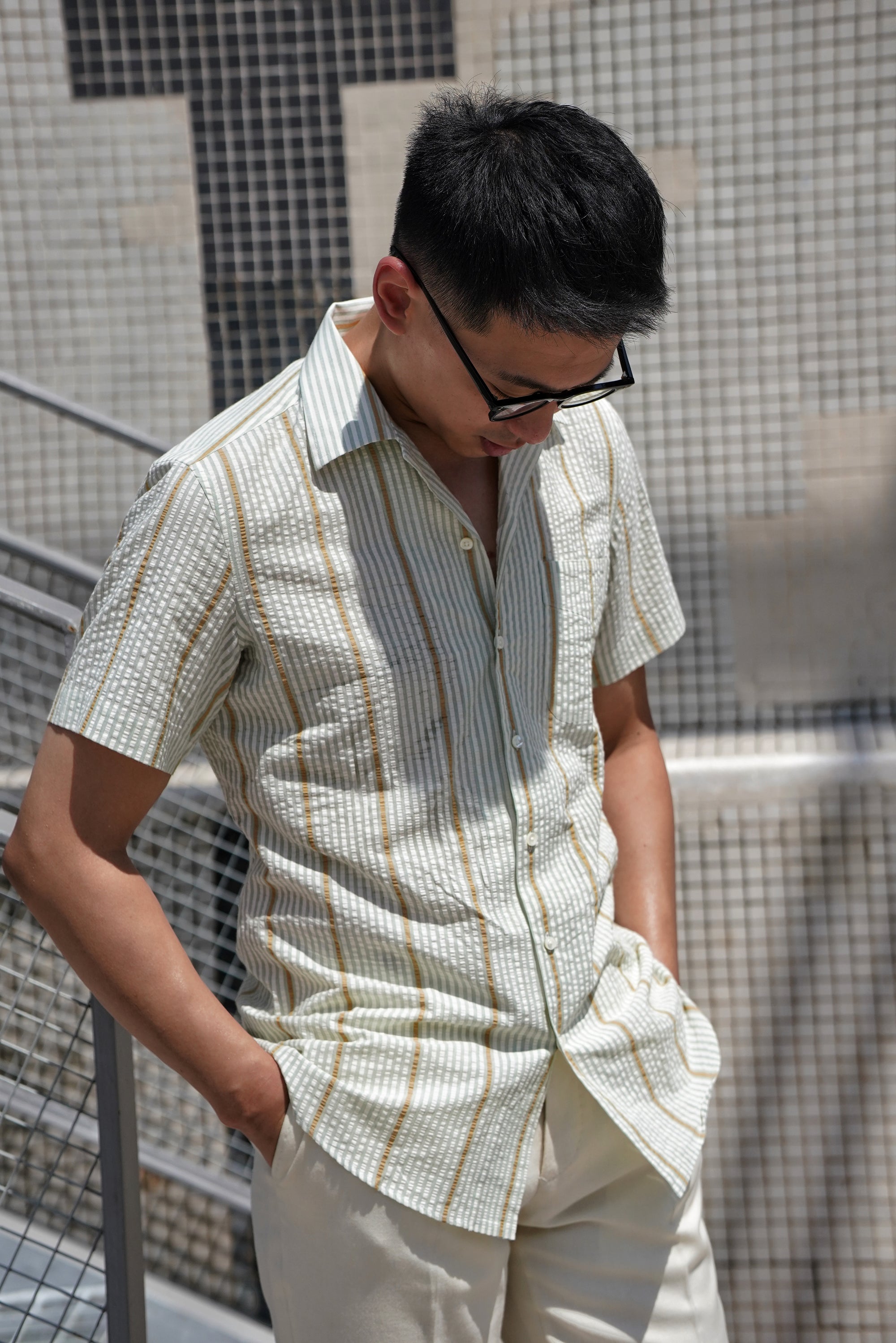 MTO Stripe Seersucker Cuban Shirt