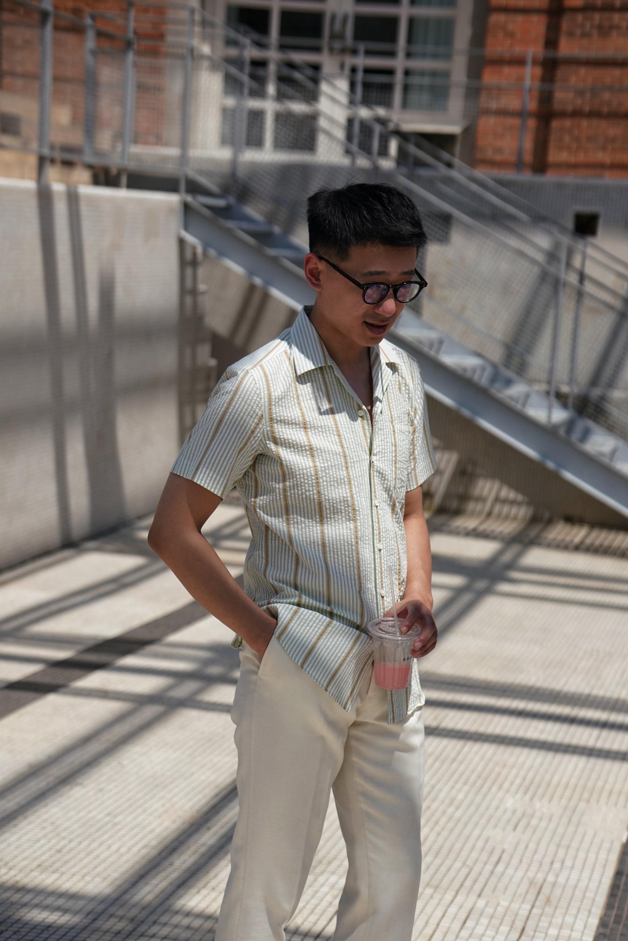 MTO Stripe Seersucker Cuban Shirt