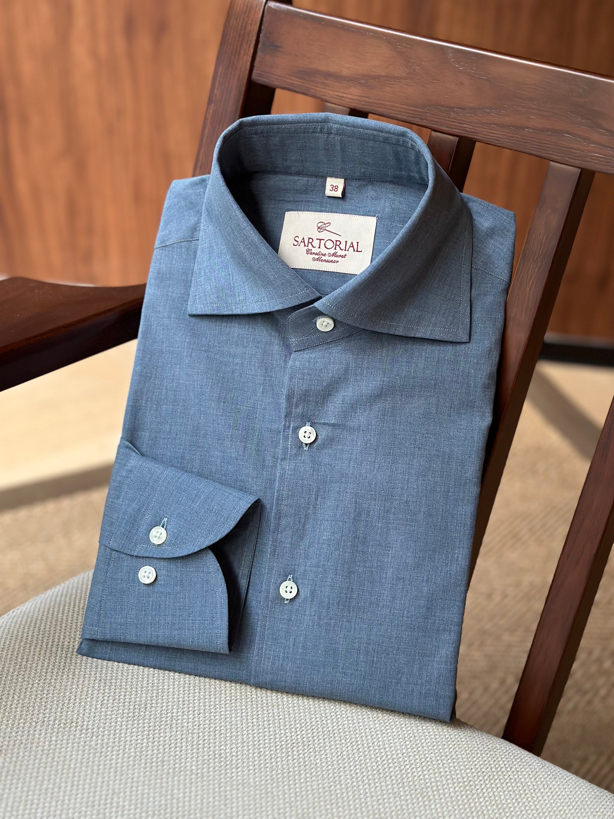 MTO Washed Blue Pima Cotton Shirt
