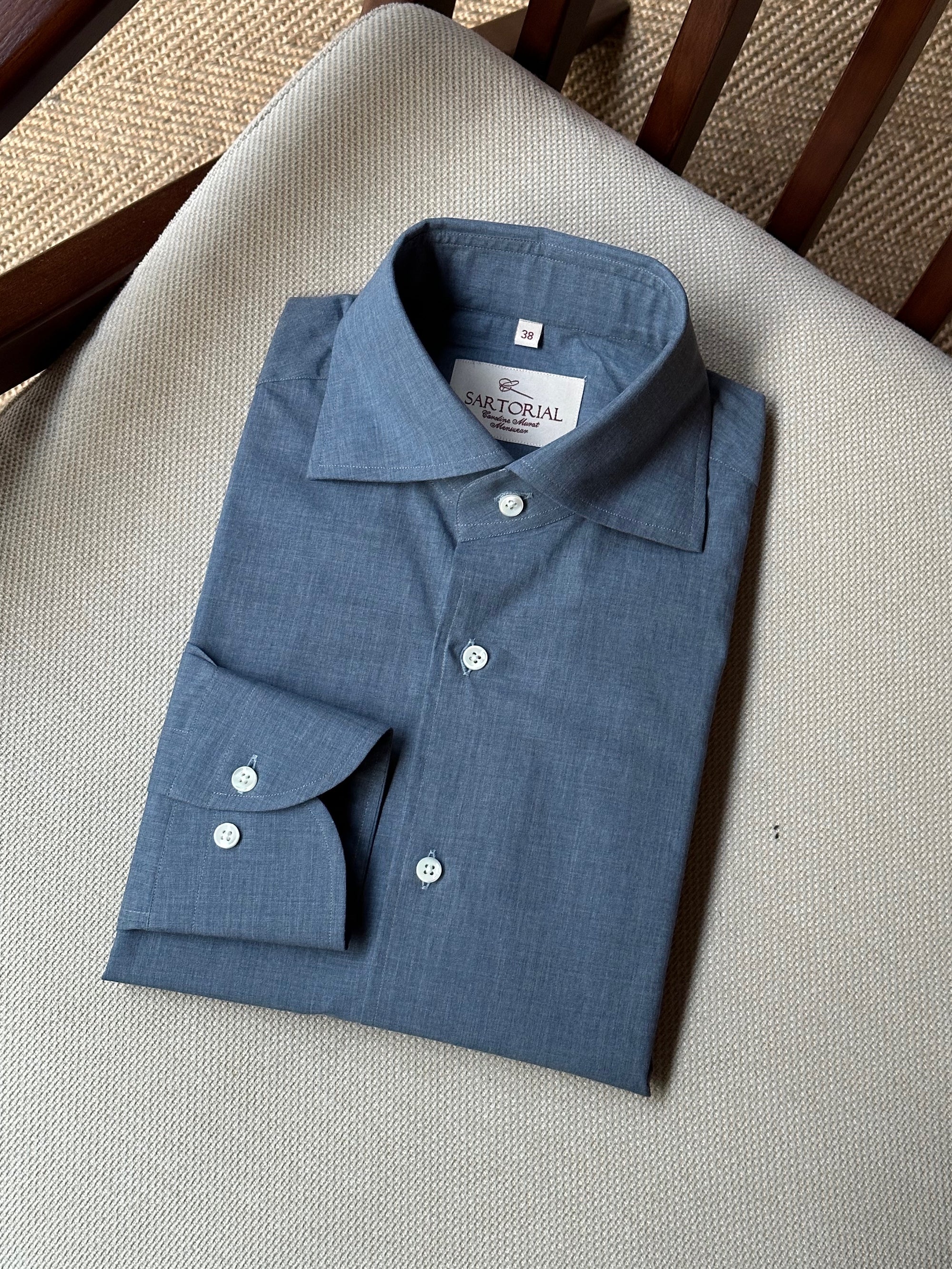 MTO Washed Blue Pima Cotton Shirt