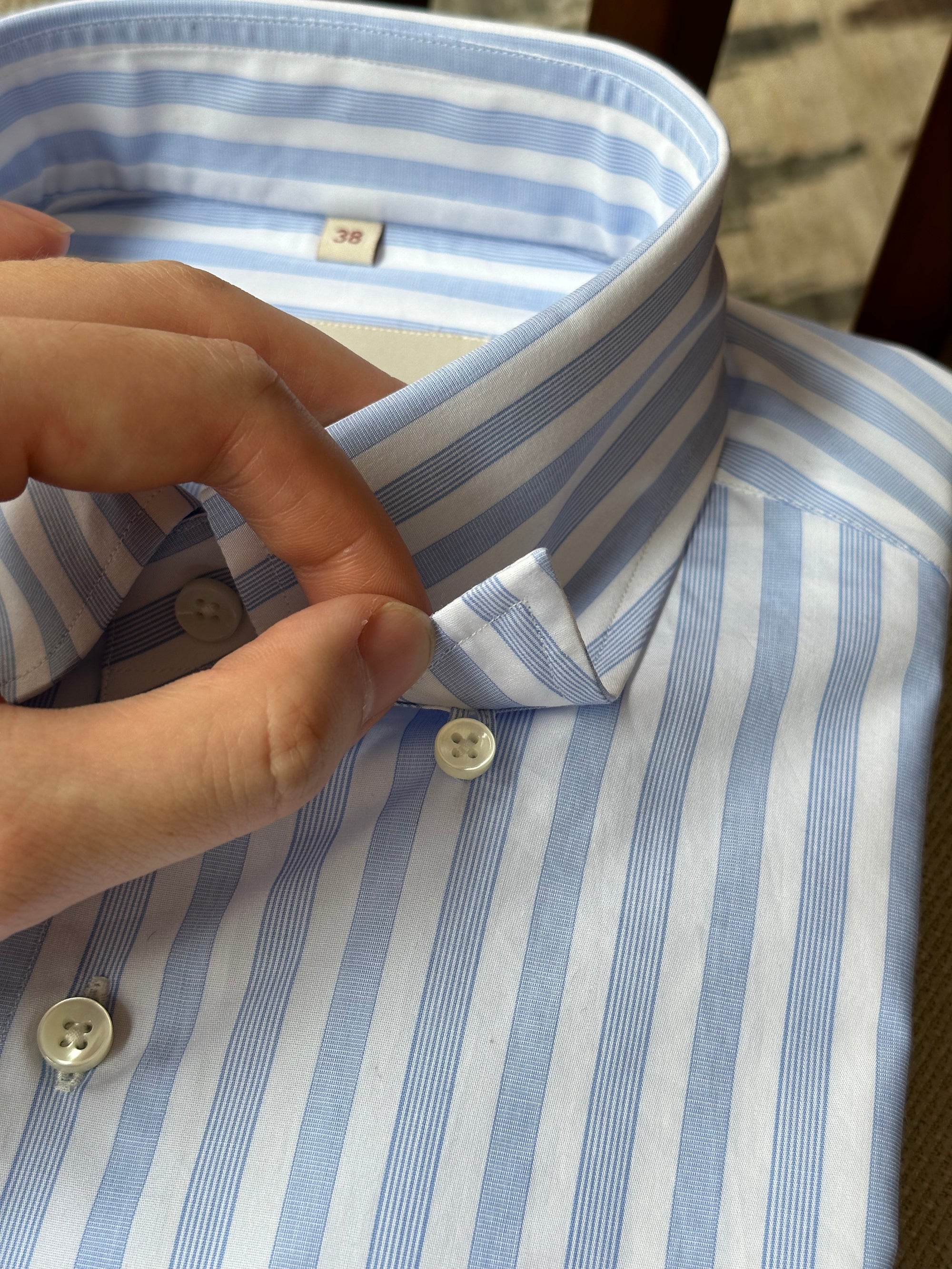 MTO Pale Blue Stripe Cotton Shirt
