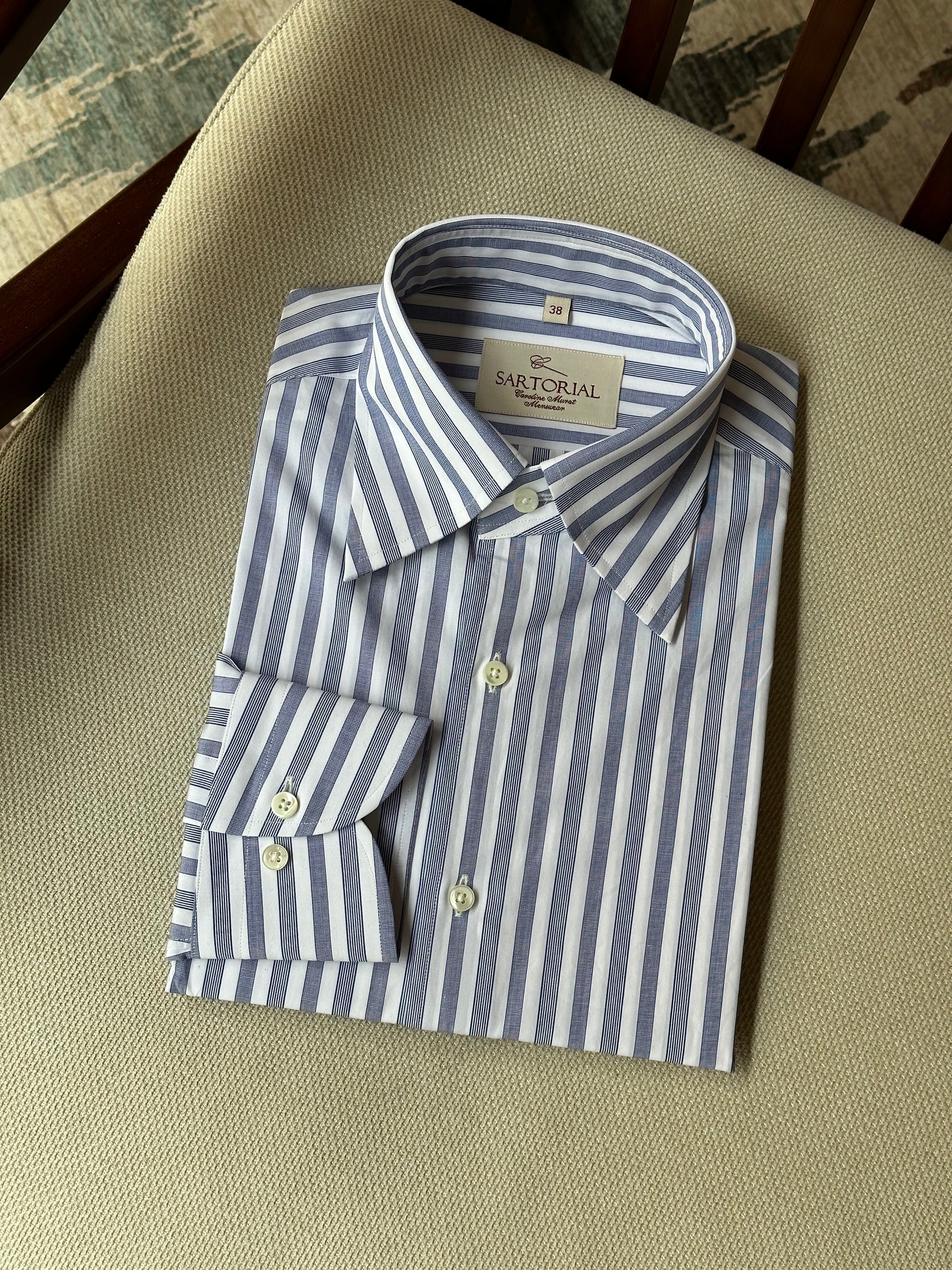 MTO Navy Stripe Cotton Shirt