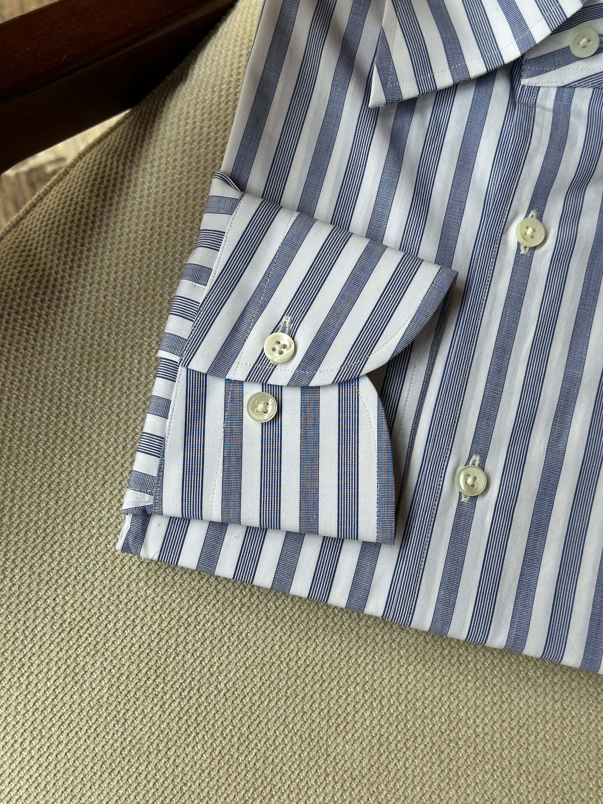 MTO Navy Stripe Cotton Shirt