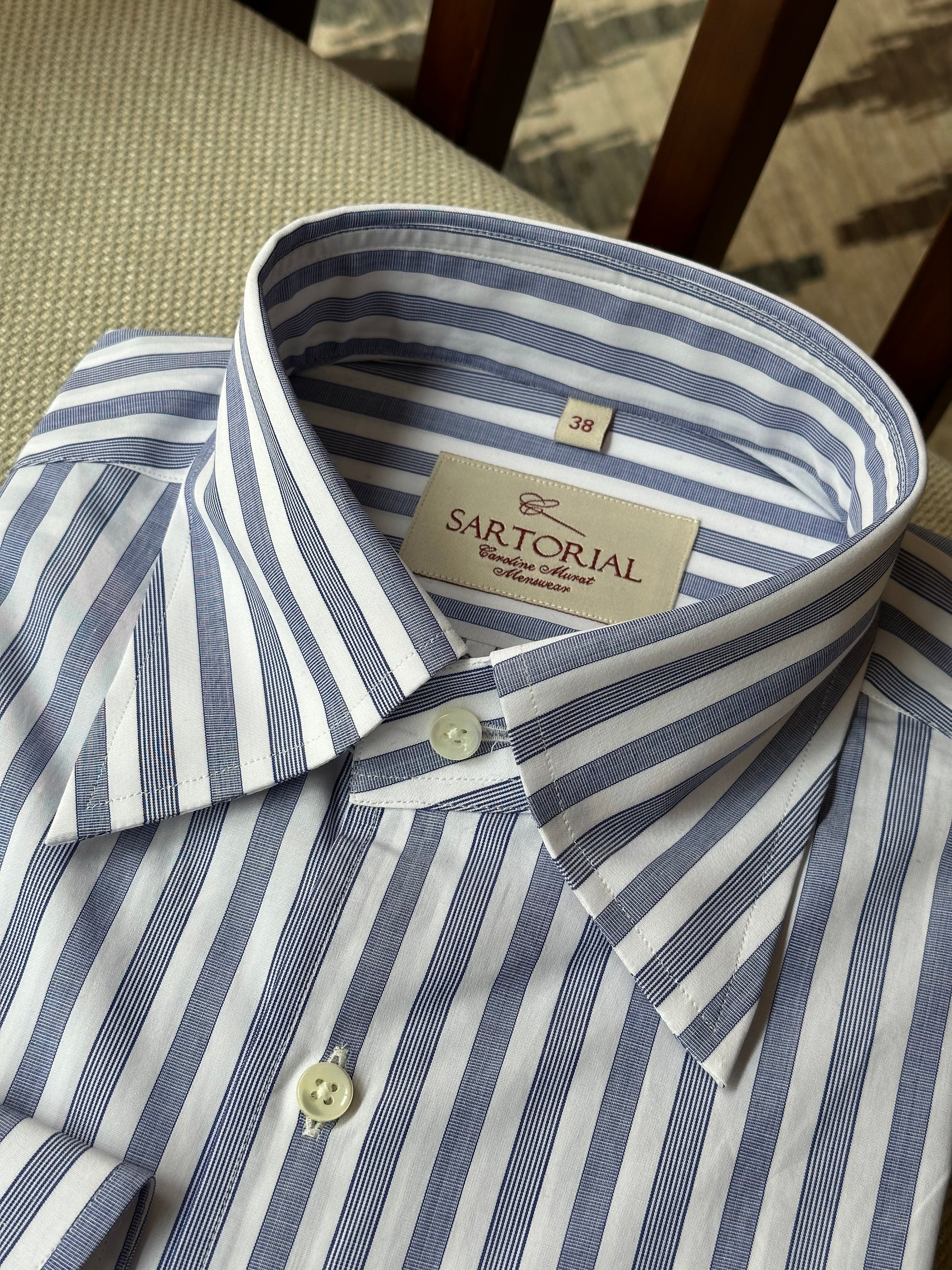 MTO Navy Stripe Cotton Shirt