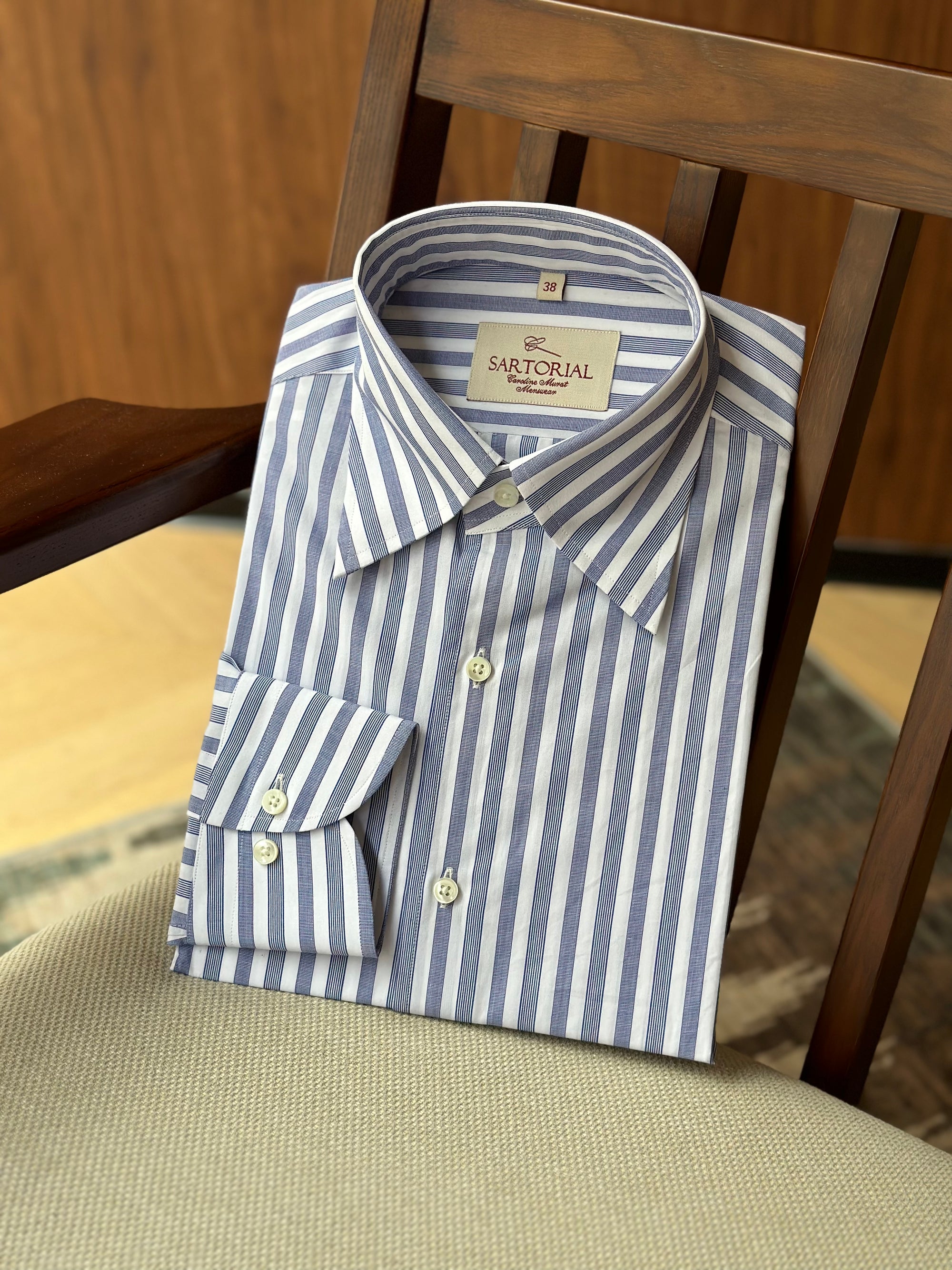 MTO Navy Stripe Cotton Shirt