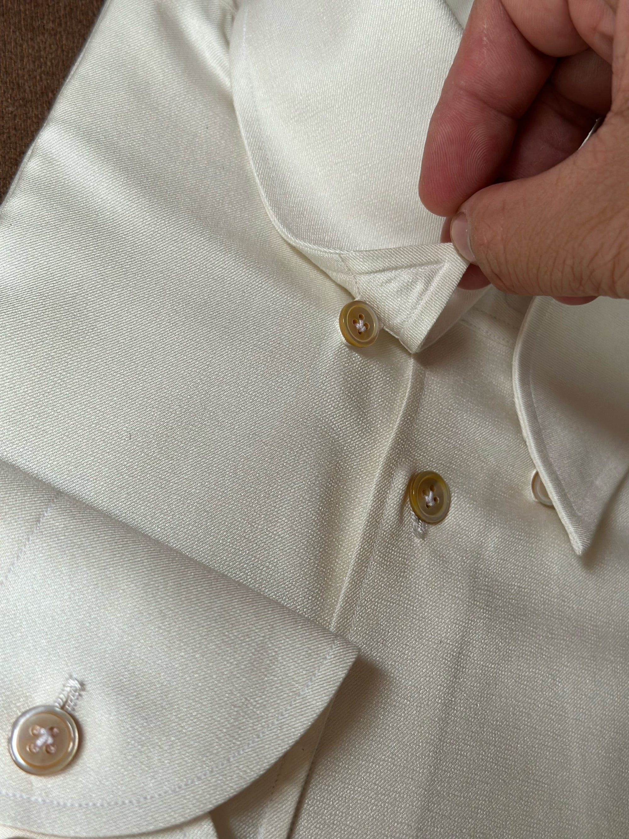 MTO Hand-stitched Beige Silk Shirt