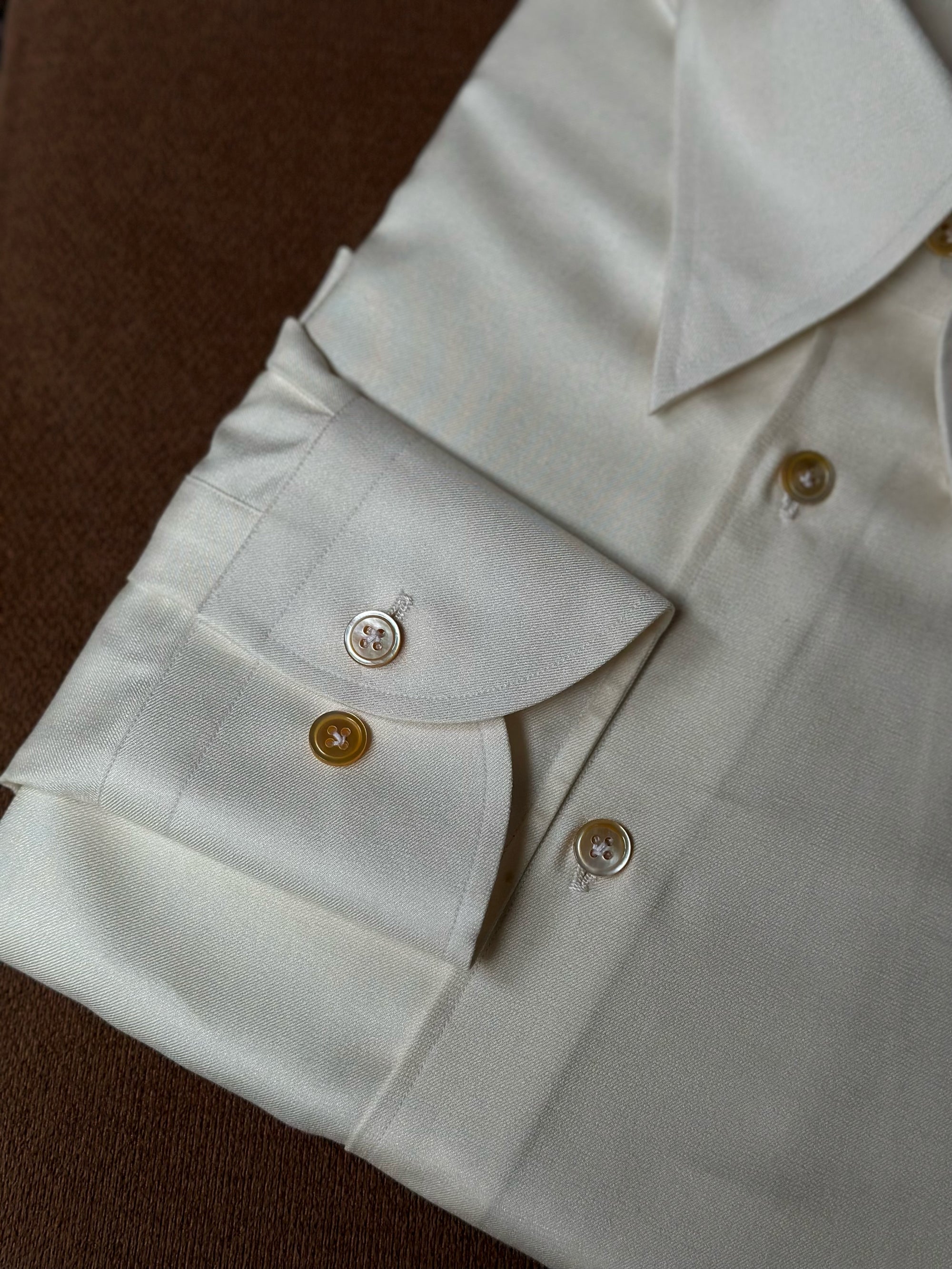MTO Hand-stitched Beige Silk Shirt