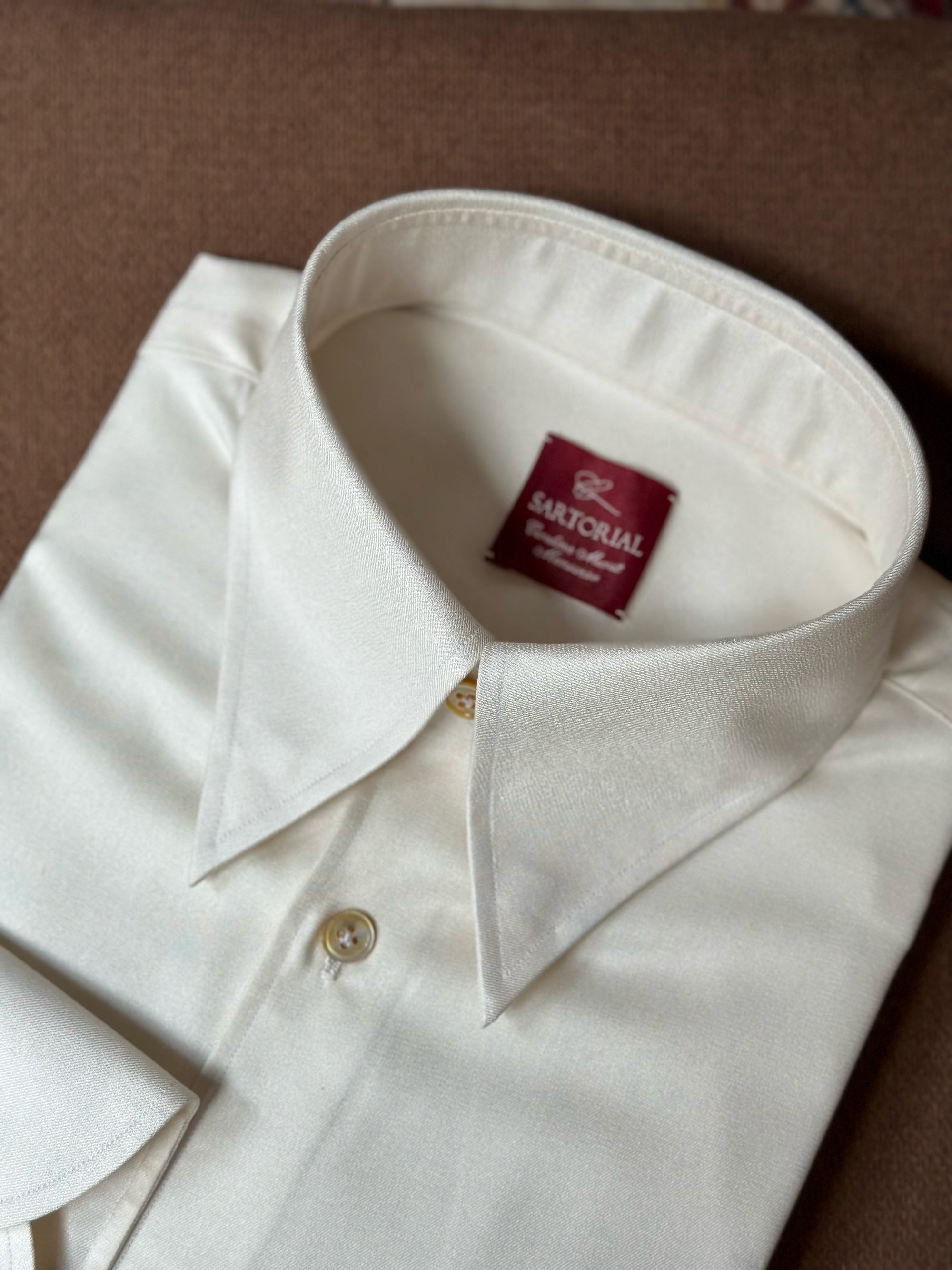 MTO Hand-stitched Beige Silk Shirt