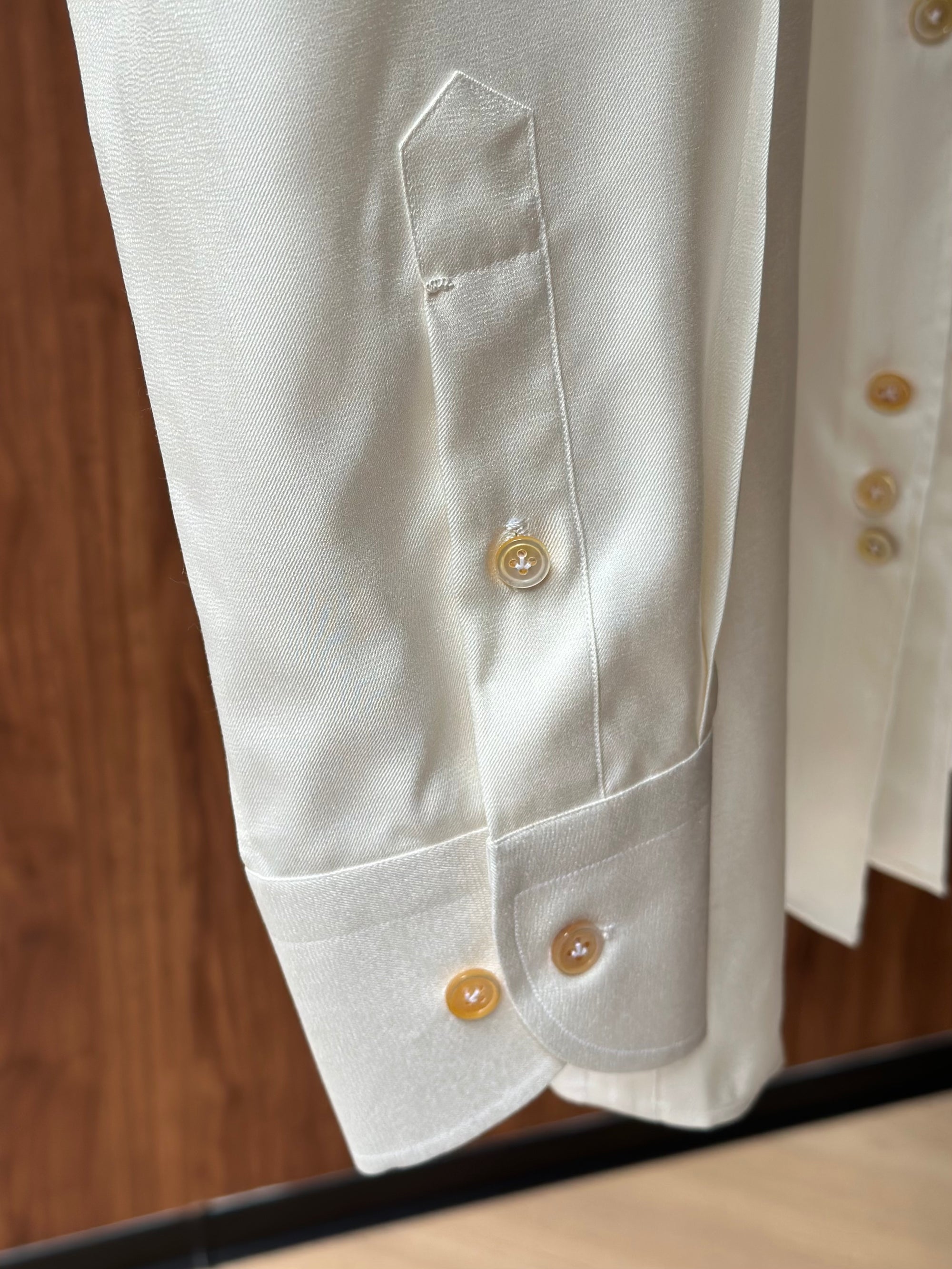 MTO Hand-stitched Beige Silk Shirt