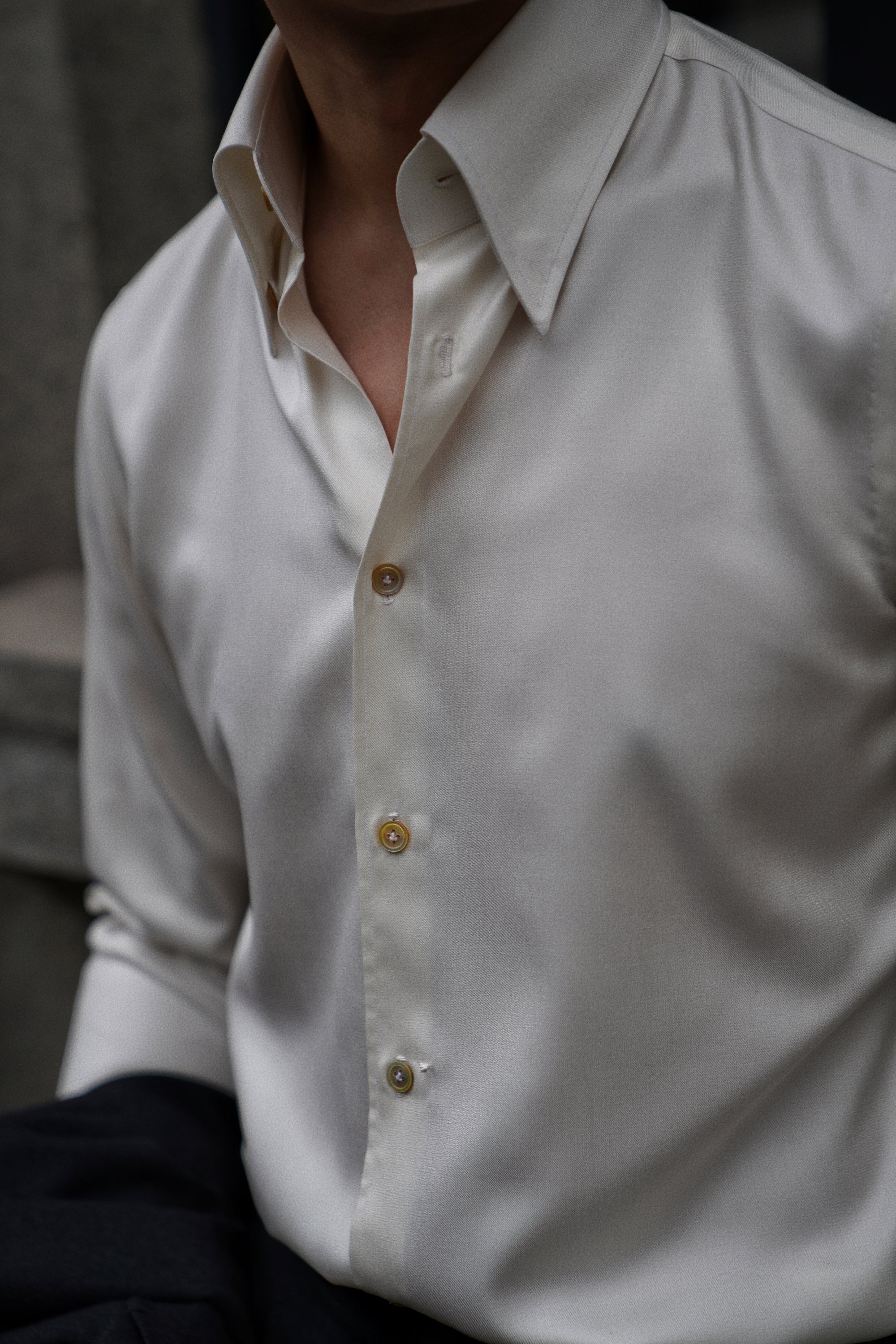 MTO Hand-stitched Beige Silk Shirt