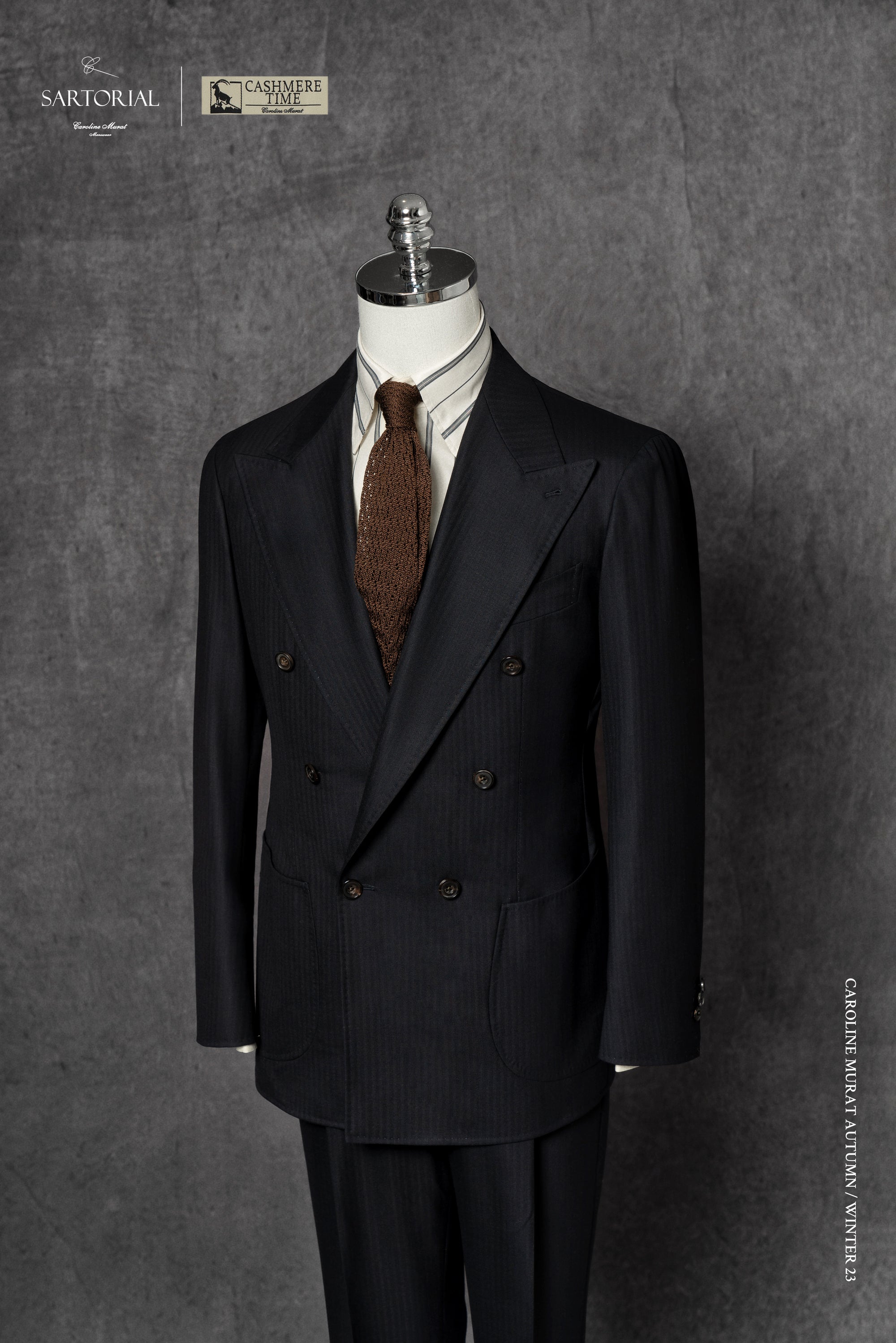 Navy Herringbone 130s Suit #15
