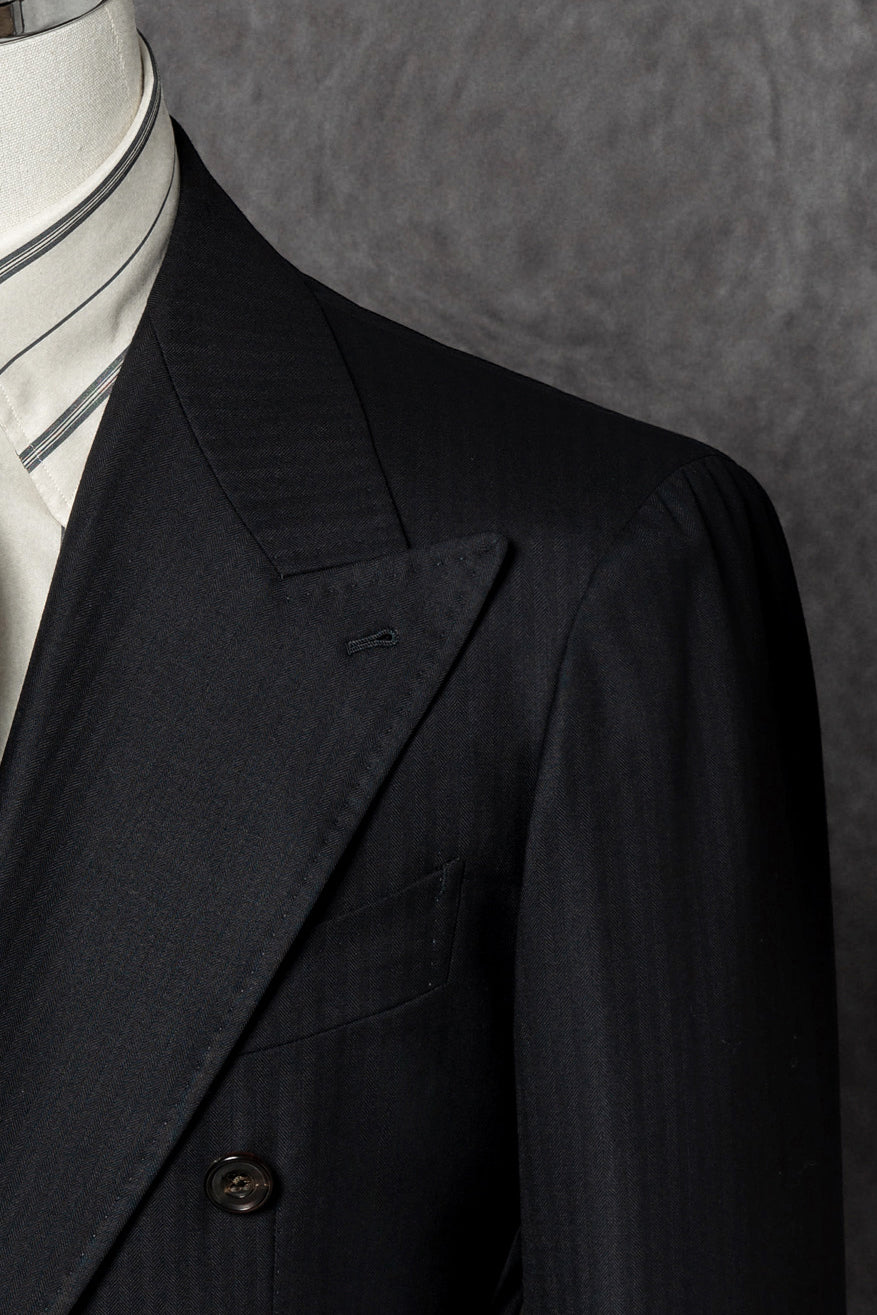 Navy Herringbone 130s Suit #15