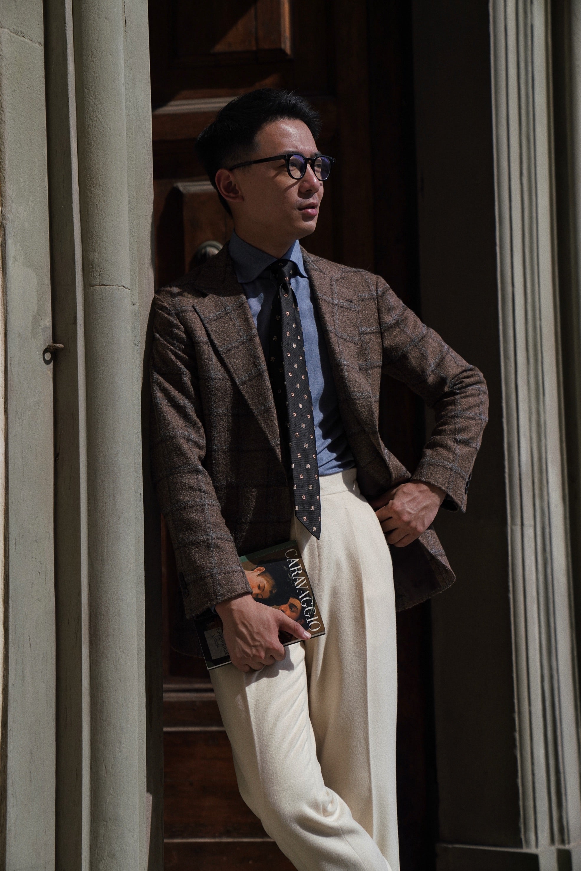 MTO Mocha Windowpane Alpaca Wool Jacket