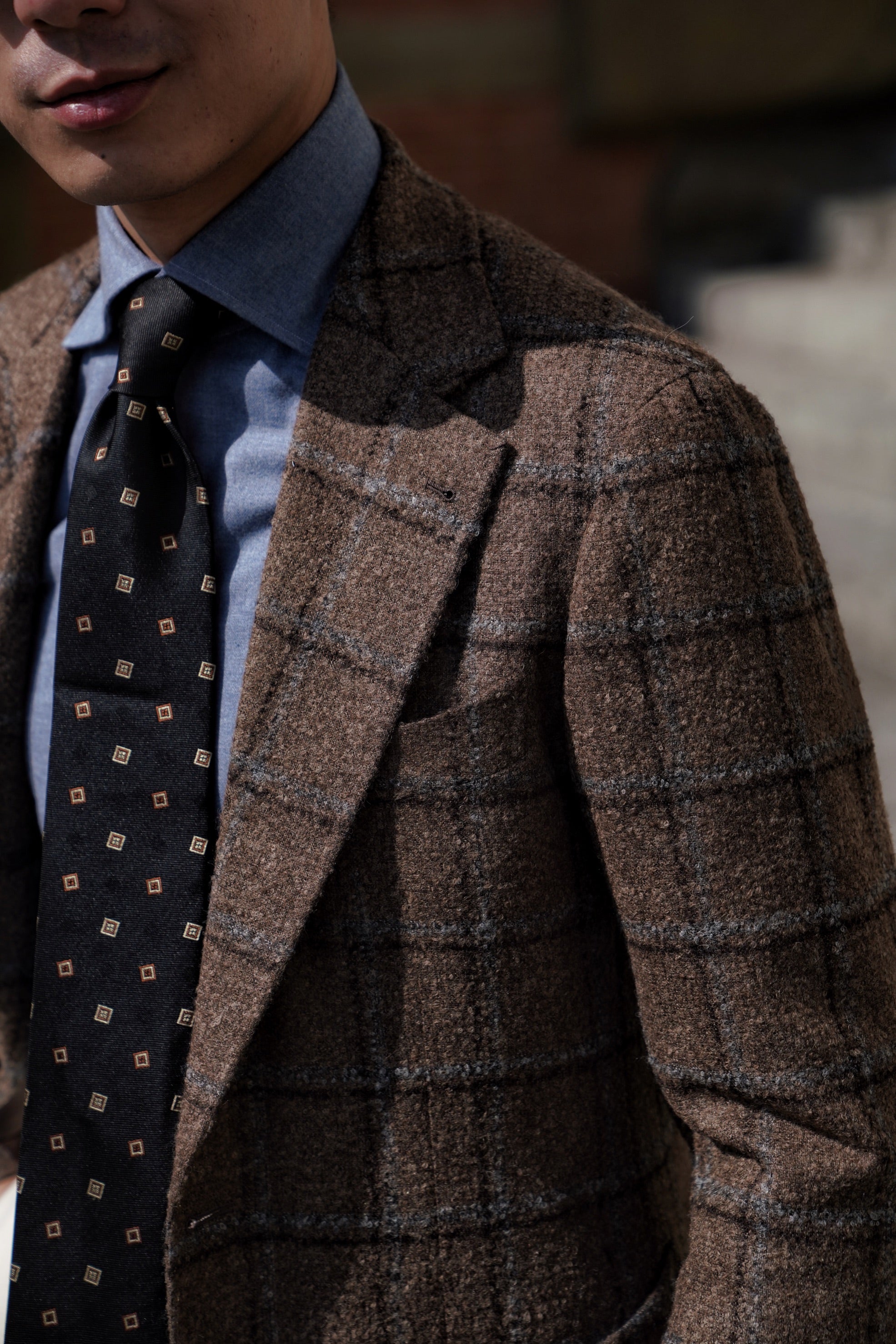 MTO Mocha Windowpane Alpaca Wool Jacket