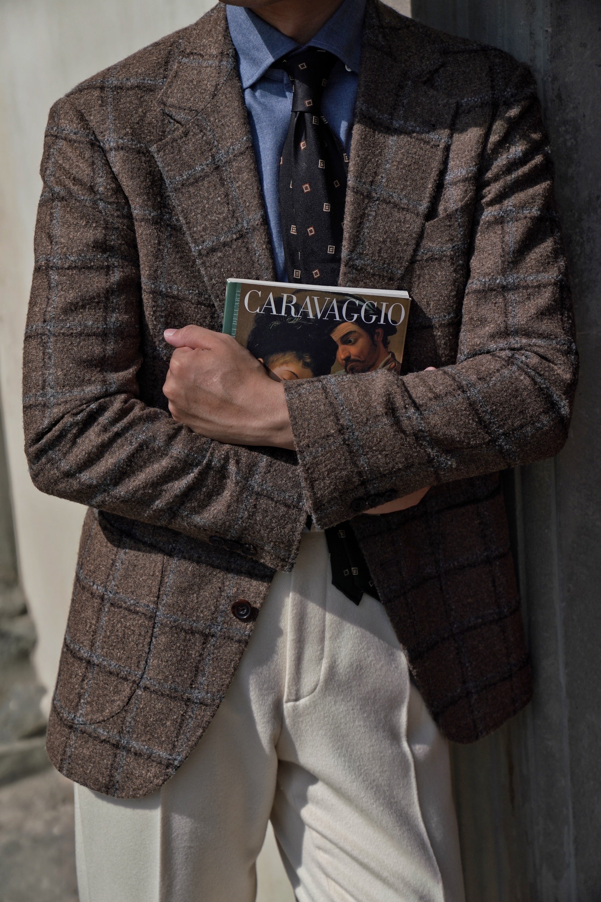 MTO Mocha Windowpane Alpaca Wool Jacket
