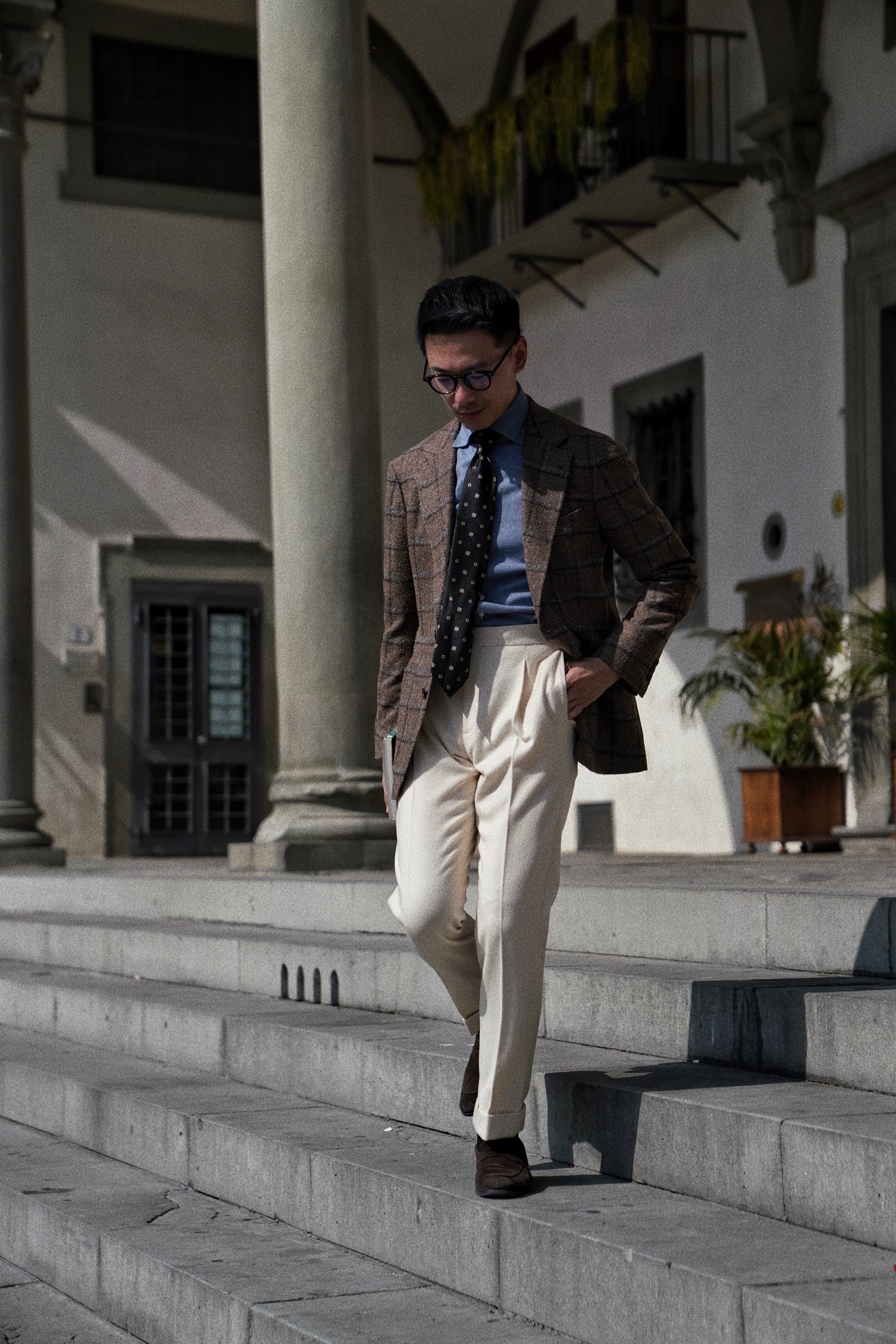 MTO Mocha Windowpane Alpaca Wool Jacket