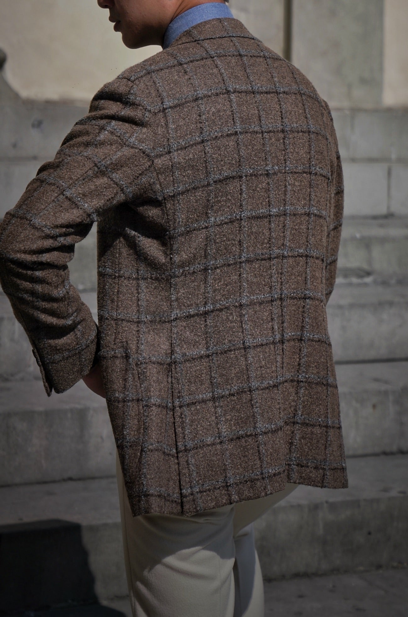 MTO Mocha Windowpane Alpaca Wool Jacket