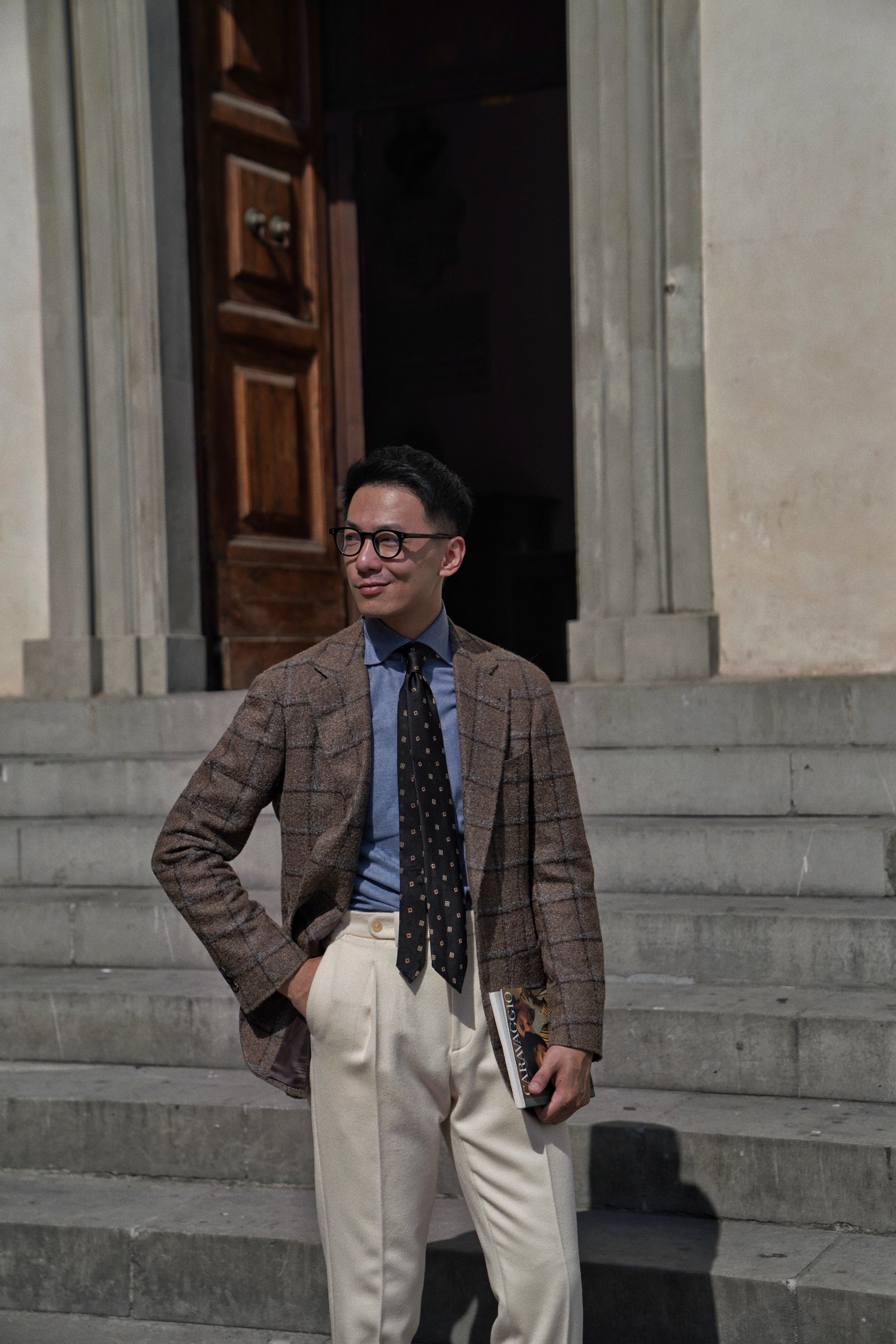 MTO Mocha Windowpane Alpaca Wool Jacket