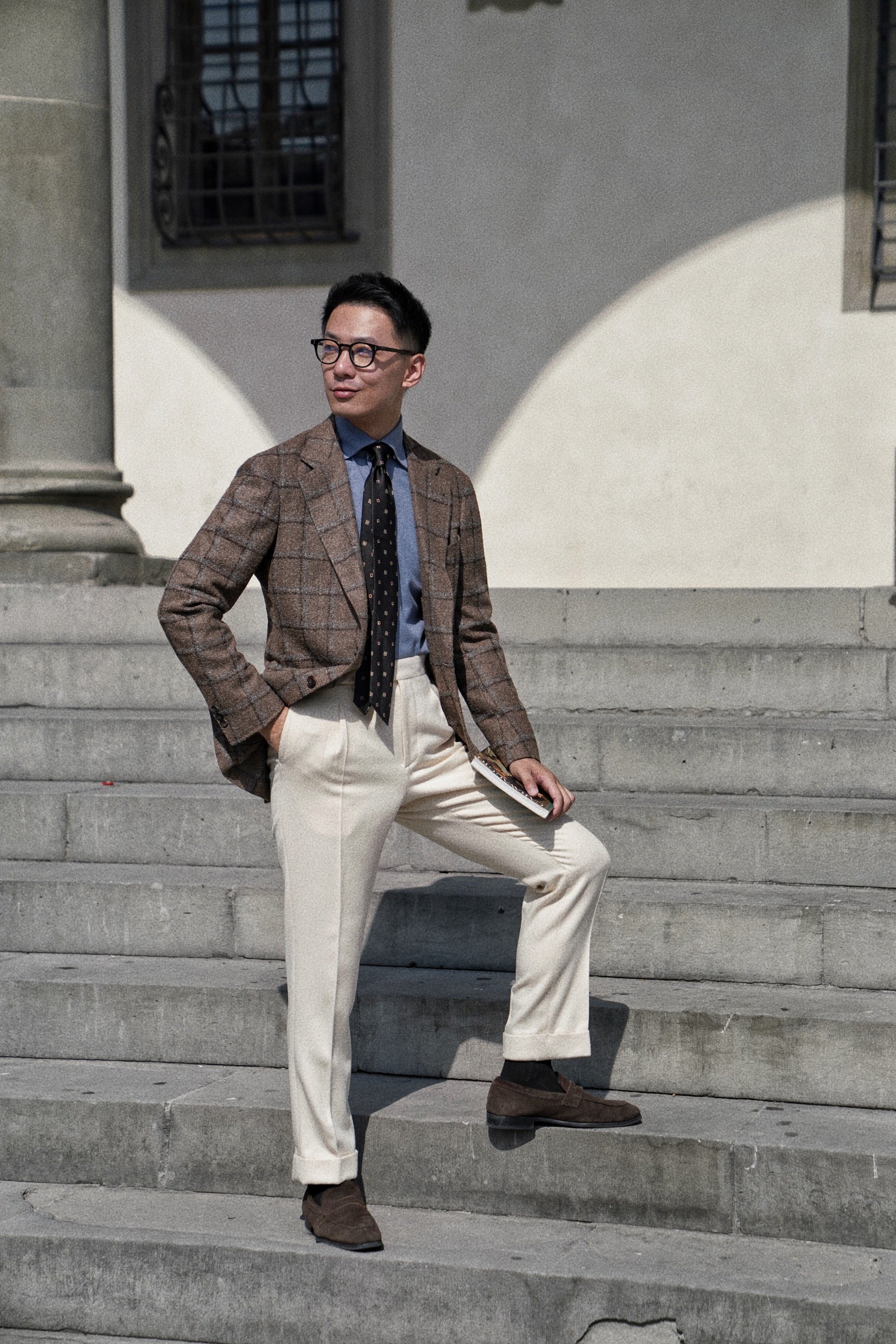MTO Mocha Windowpane Alpaca Wool Jacket