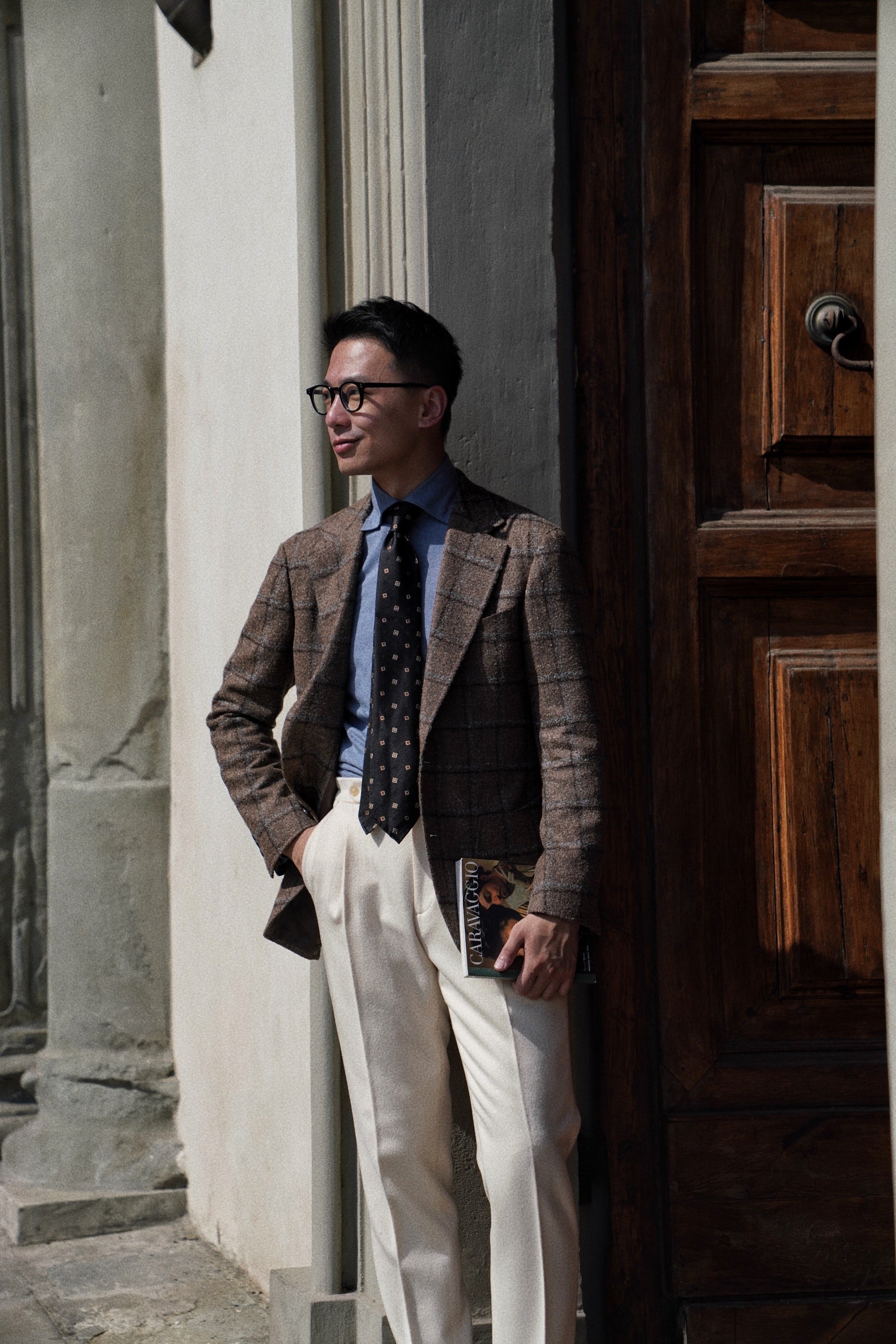 MTO Mocha Windowpane Alpaca Wool Jacket