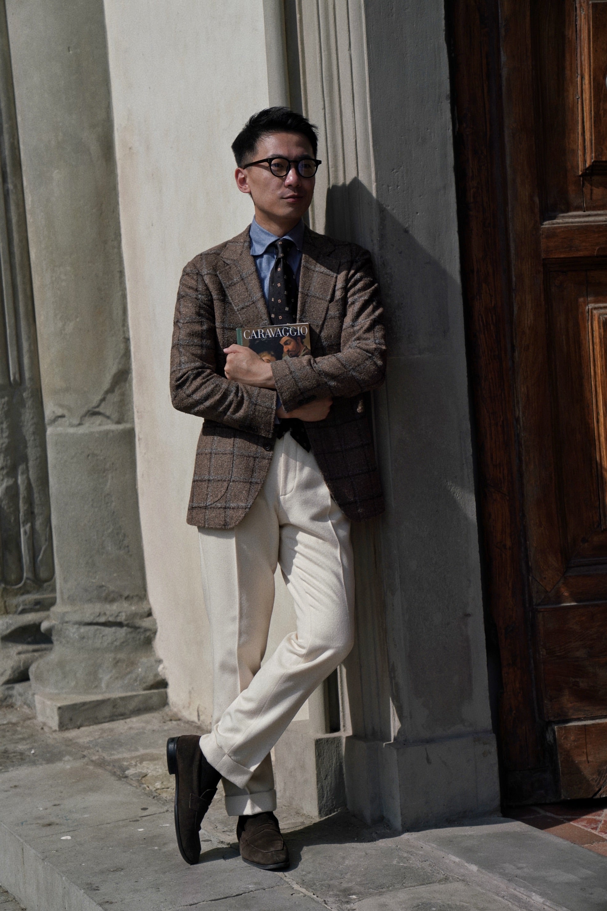 MTO Mocha Windowpane Alpaca Wool Jacket