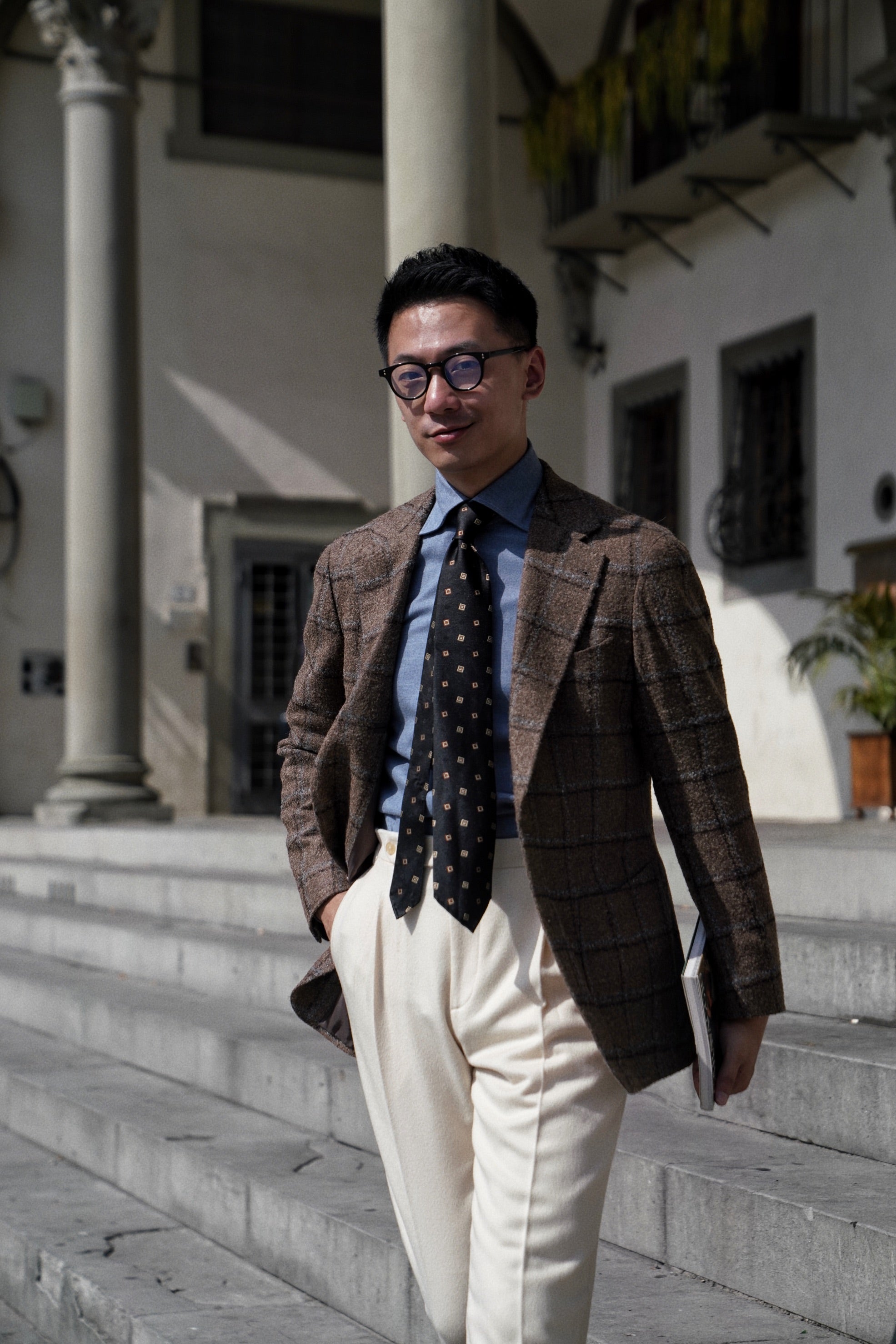 MTO Mocha Windowpane Alpaca Wool Jacket