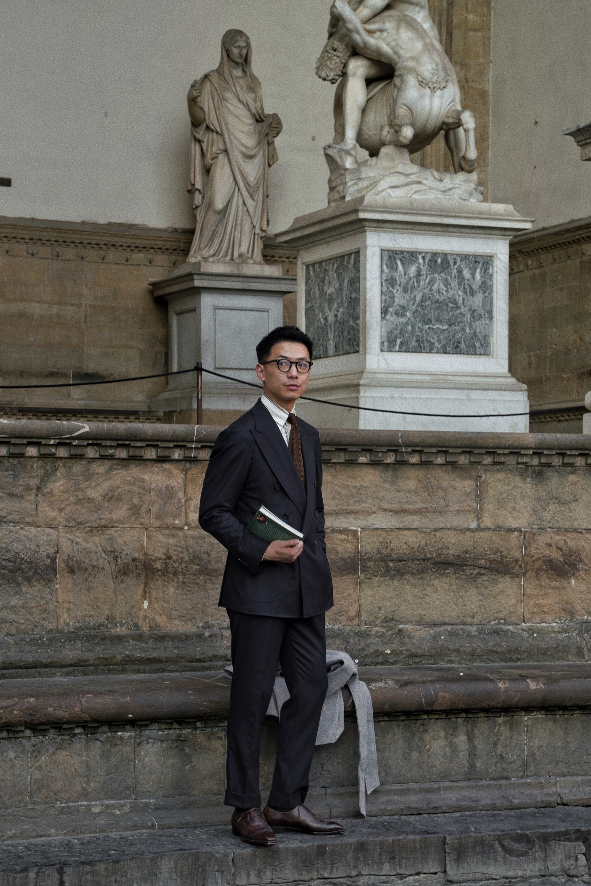 Navy Herringbone 130s Suit #15