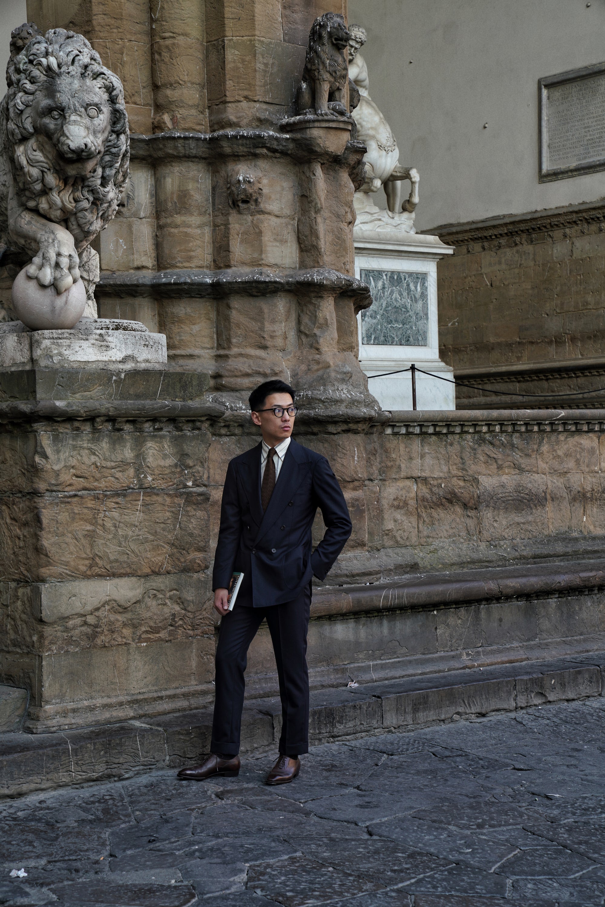 Navy Herringbone 130s Suit #15