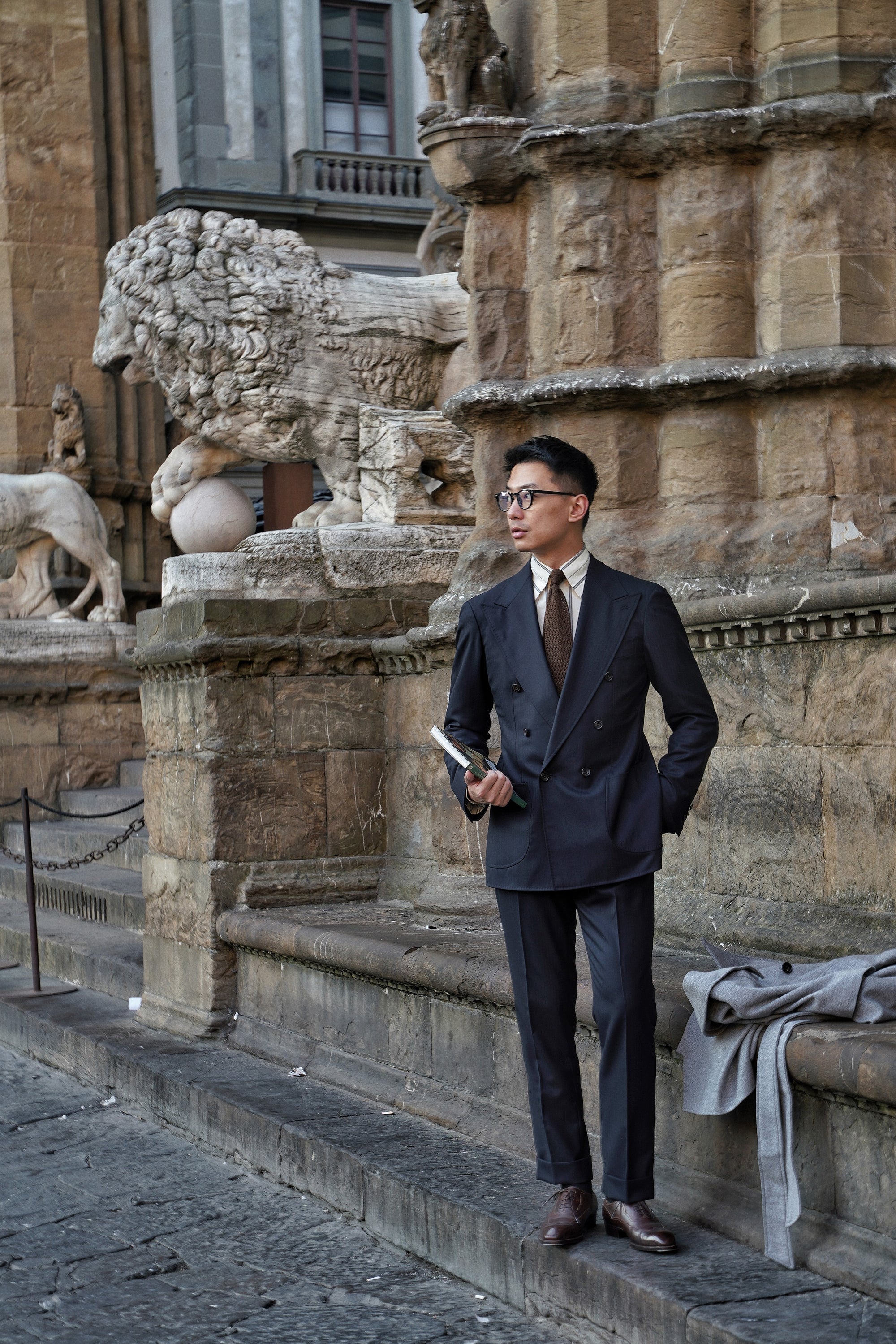 Navy Herringbone 130s Suit #15
