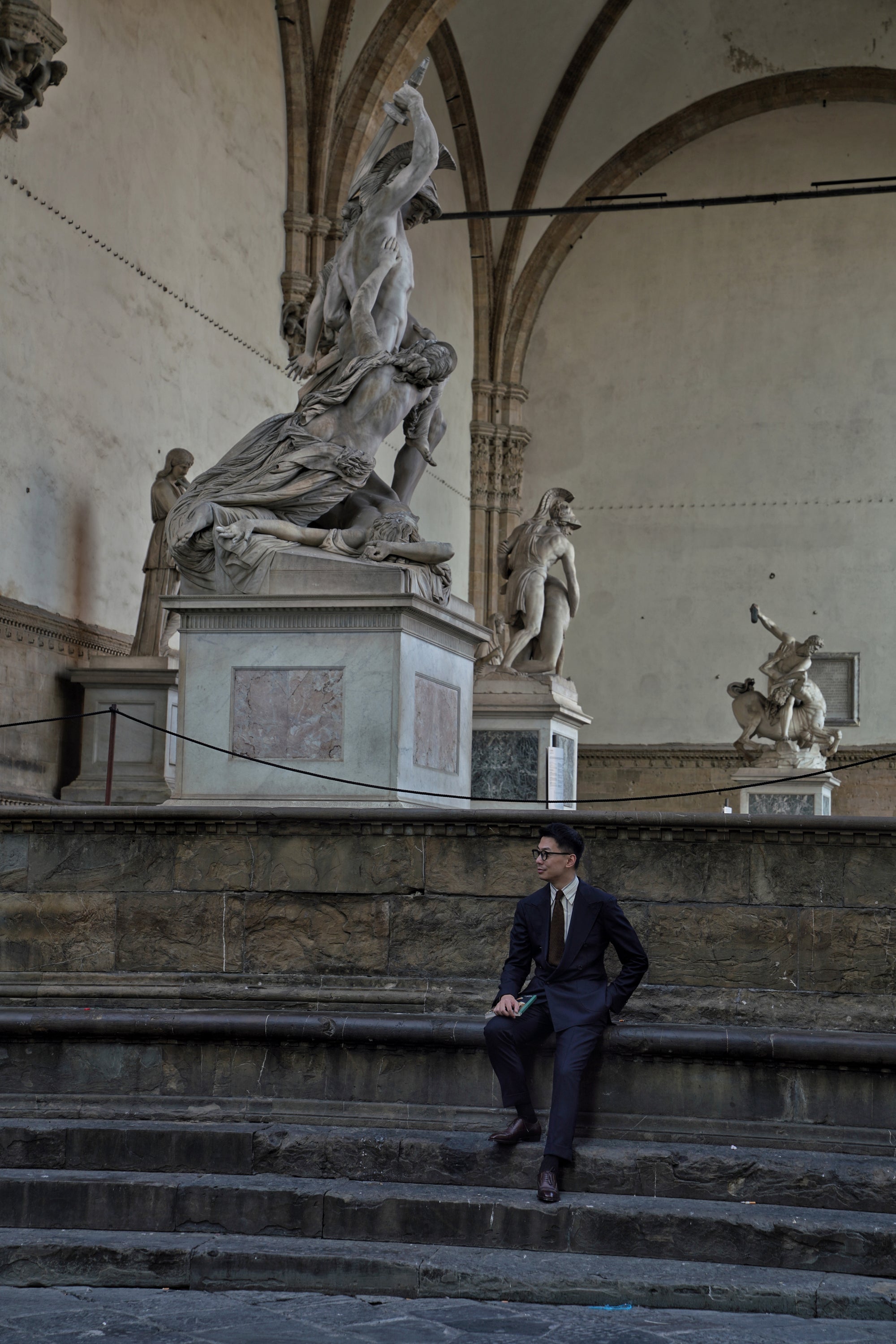 Navy Herringbone 130s Suit #15