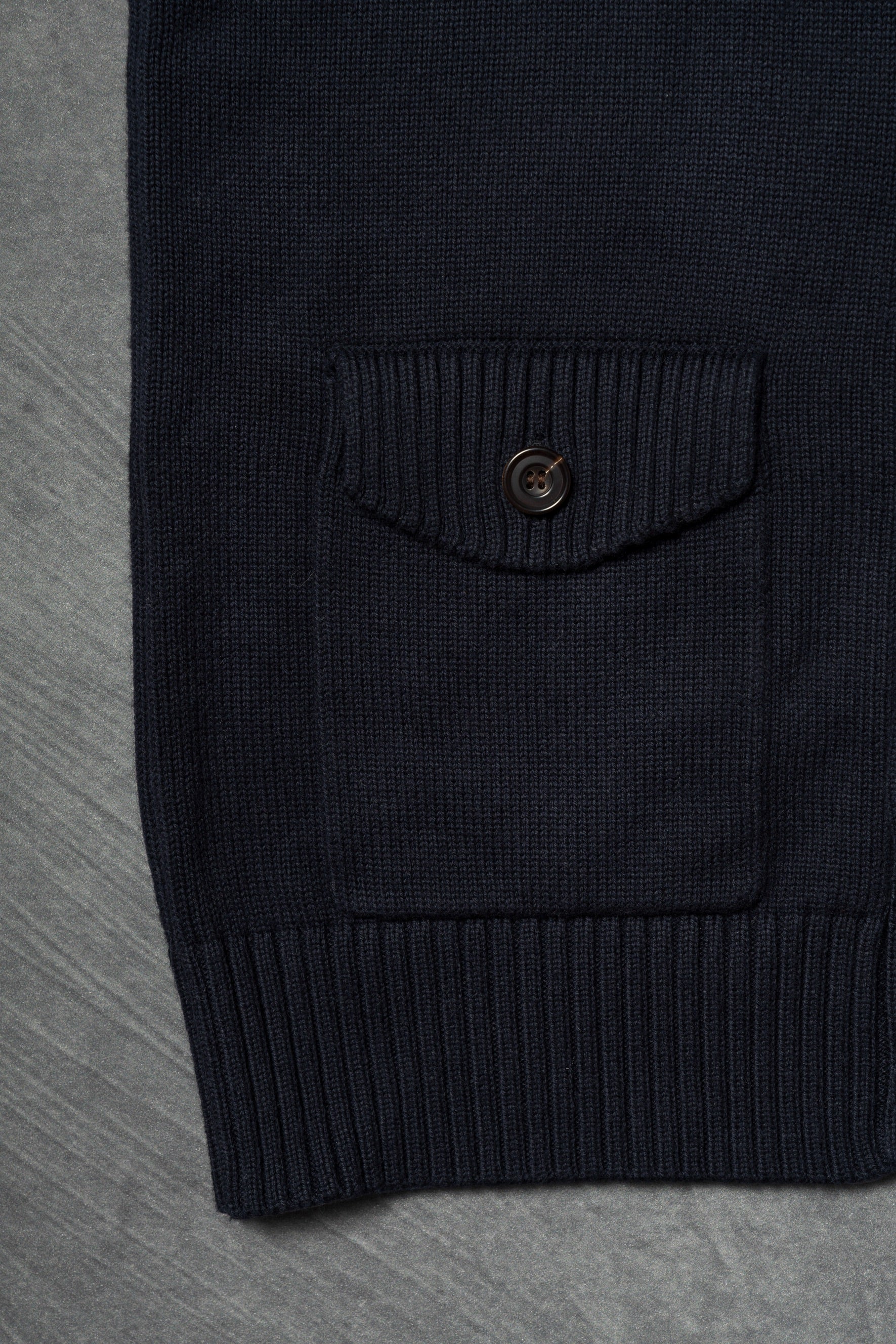 Navy Knitted Cotton Wool A1 Jacket