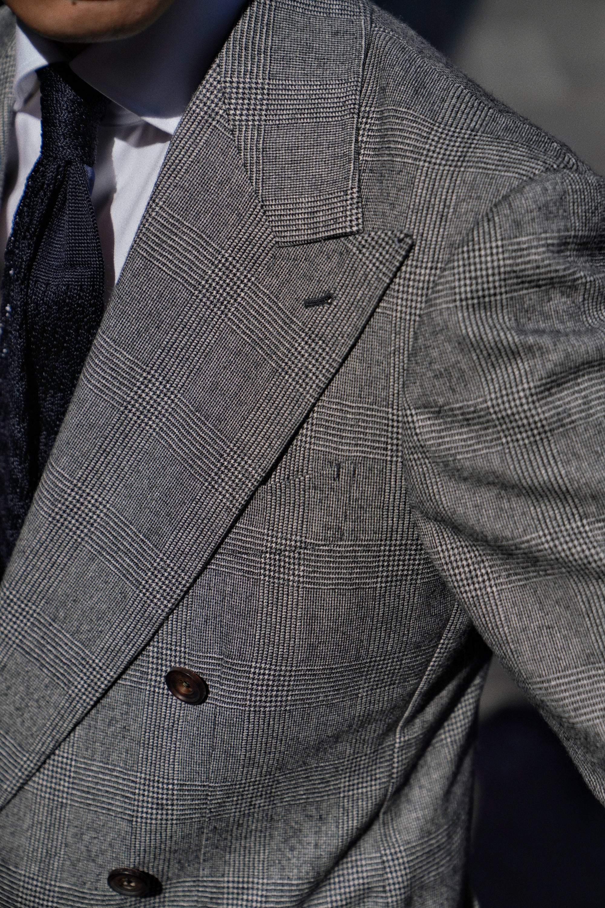 MTO Black and White Glen Check Worsted Flannel Suit #33