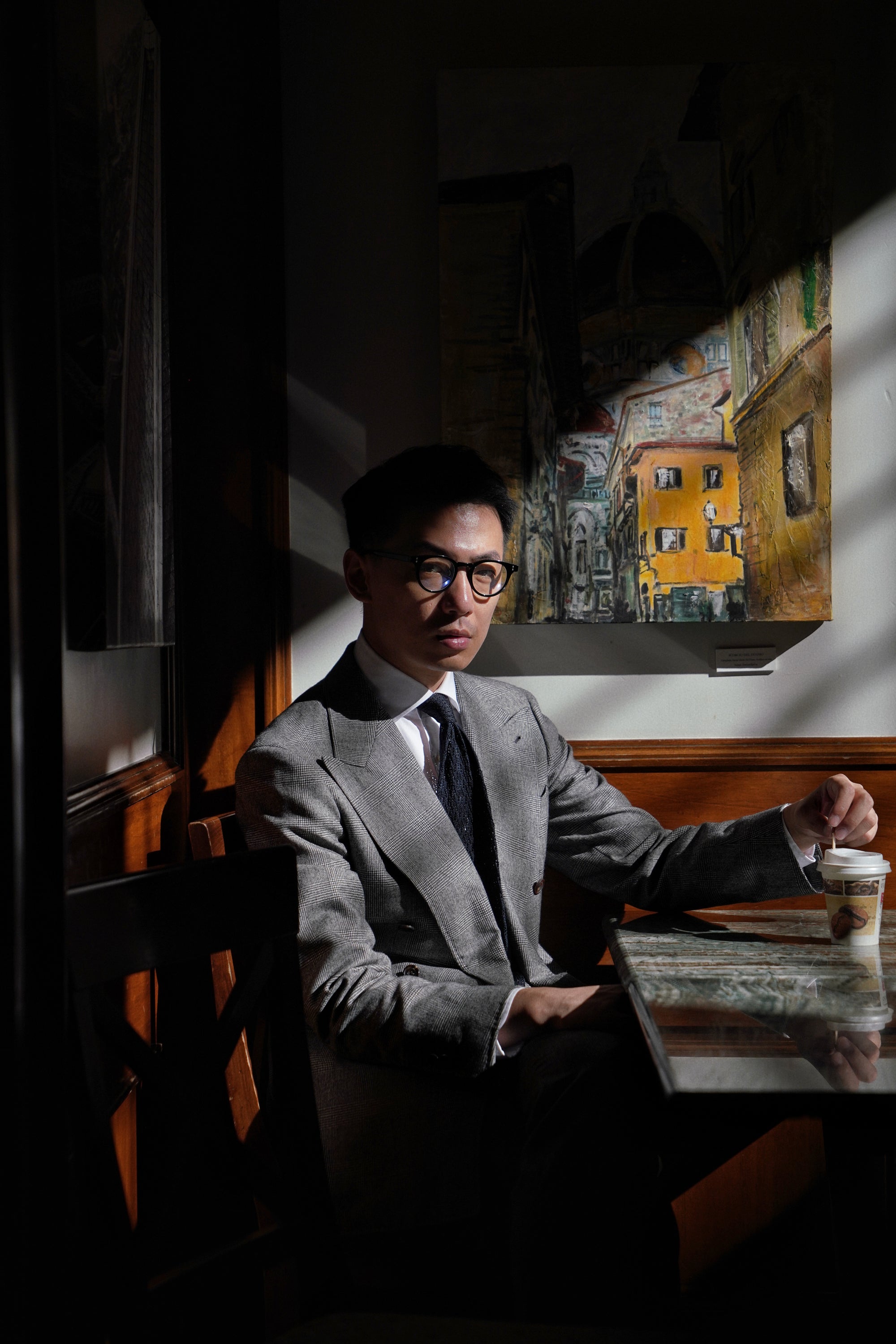 MTO Black and White Glen Check Worsted Flannel Suit #33