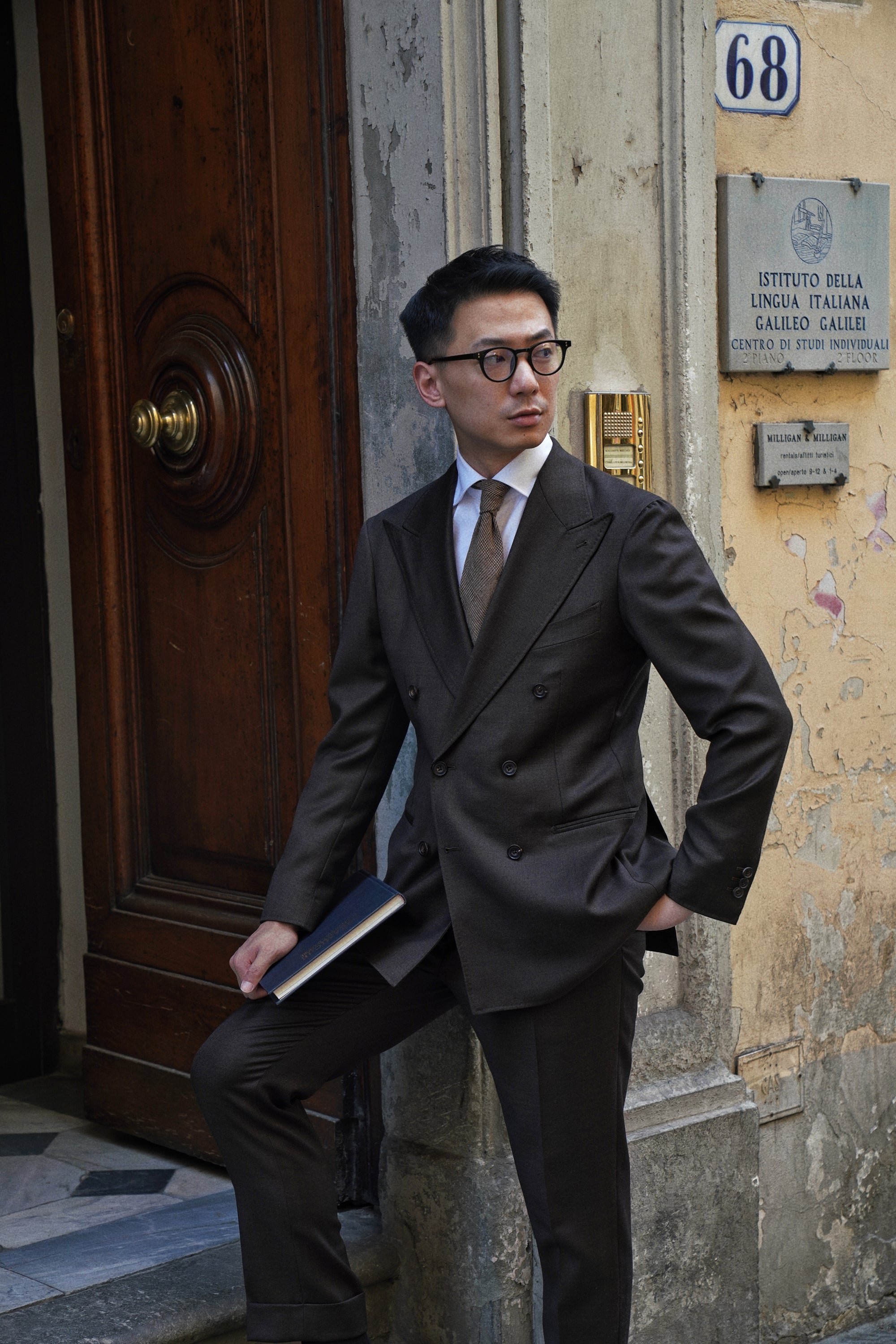 Dark Brown Plain Weave Wool Suit #13