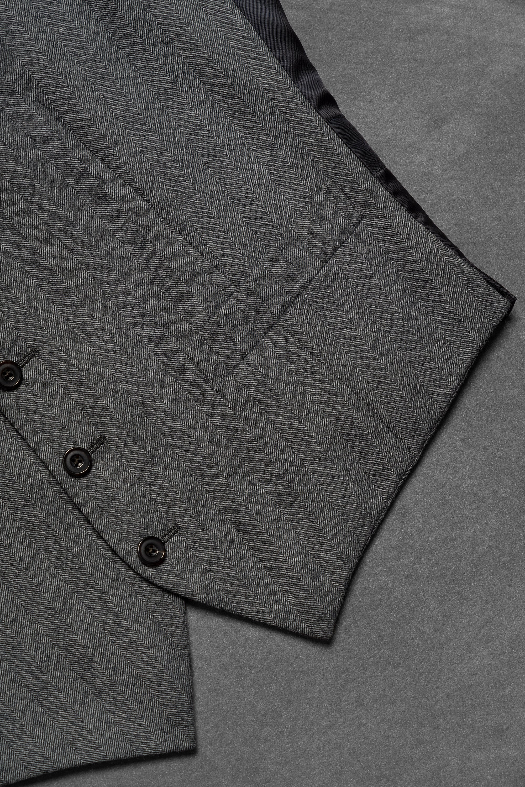 Grey Herringbone Flannel 3-piece Suit #23