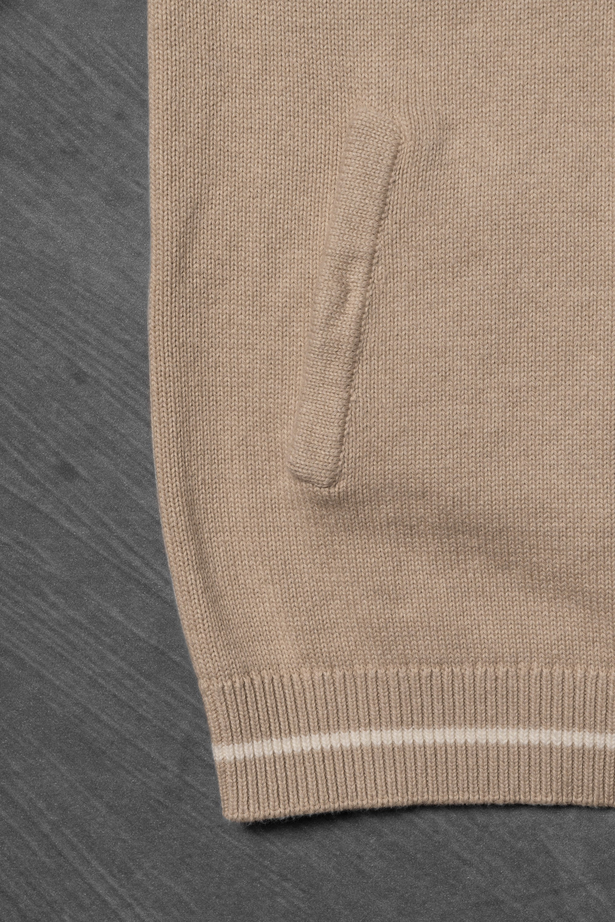Camel Knitted Bomber Jacket
