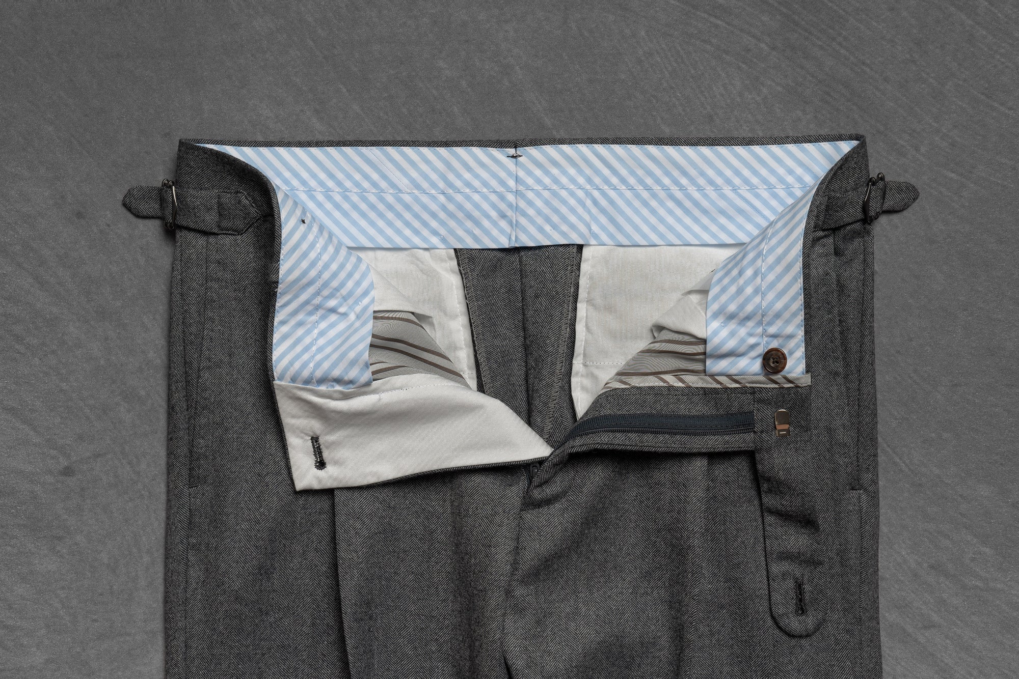 Grey Herringbone Flannel 3-piece Suit #23