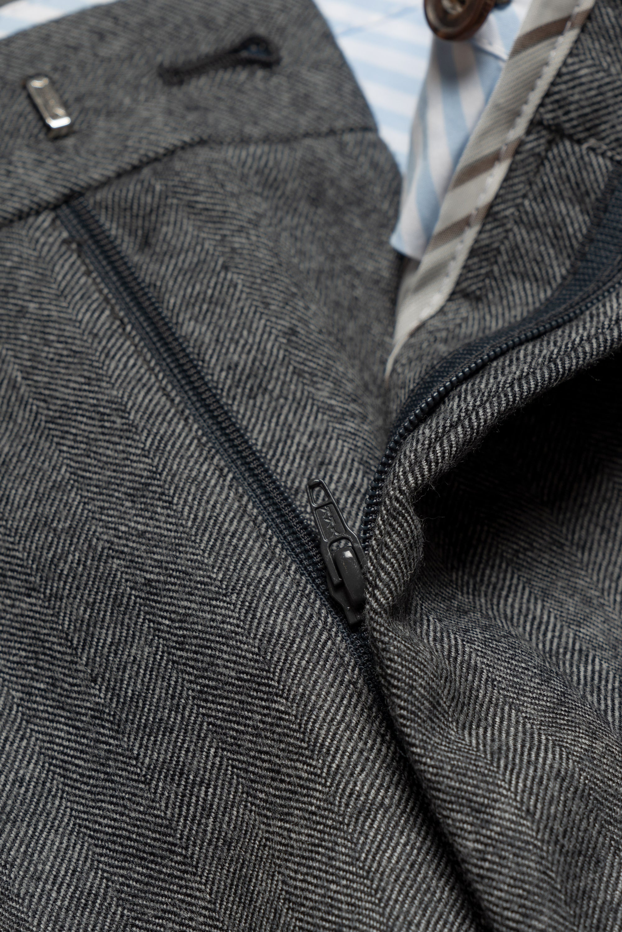 Grey Herringbone Flannel 3-piece Suit #23
