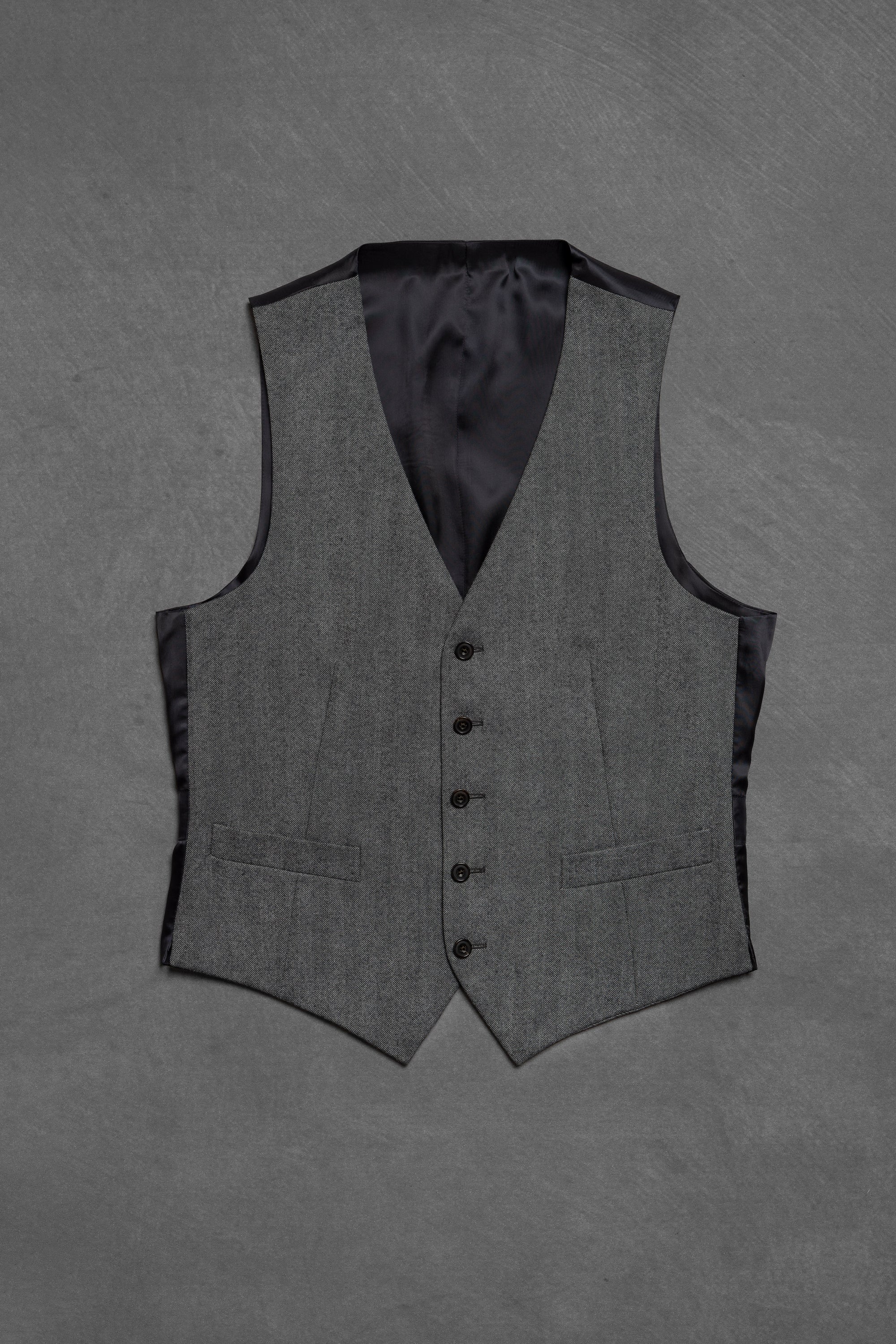 Grey Herringbone Flannel 3-piece Suit #23