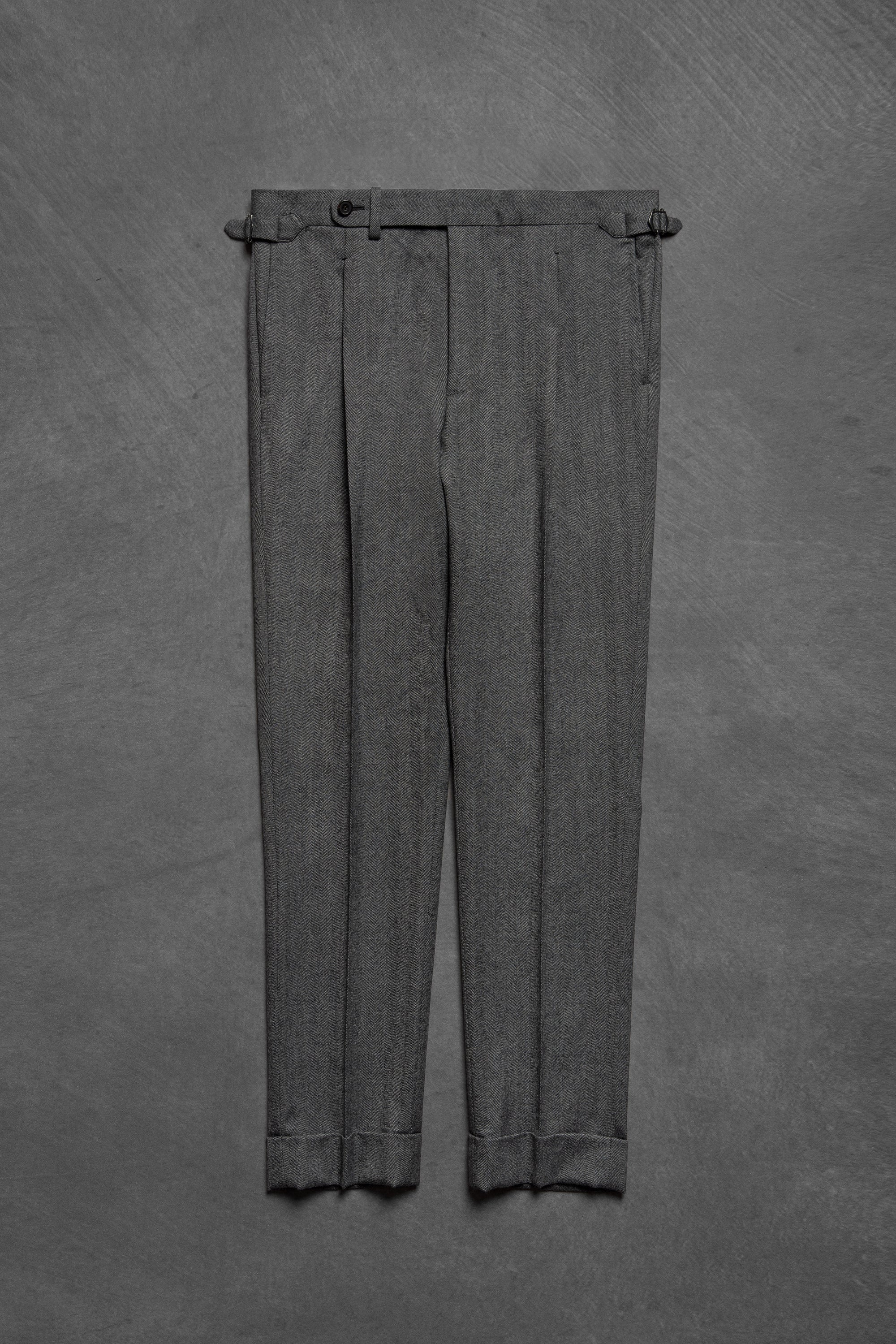 Grey Herringbone Flannel 3-piece Suit #23